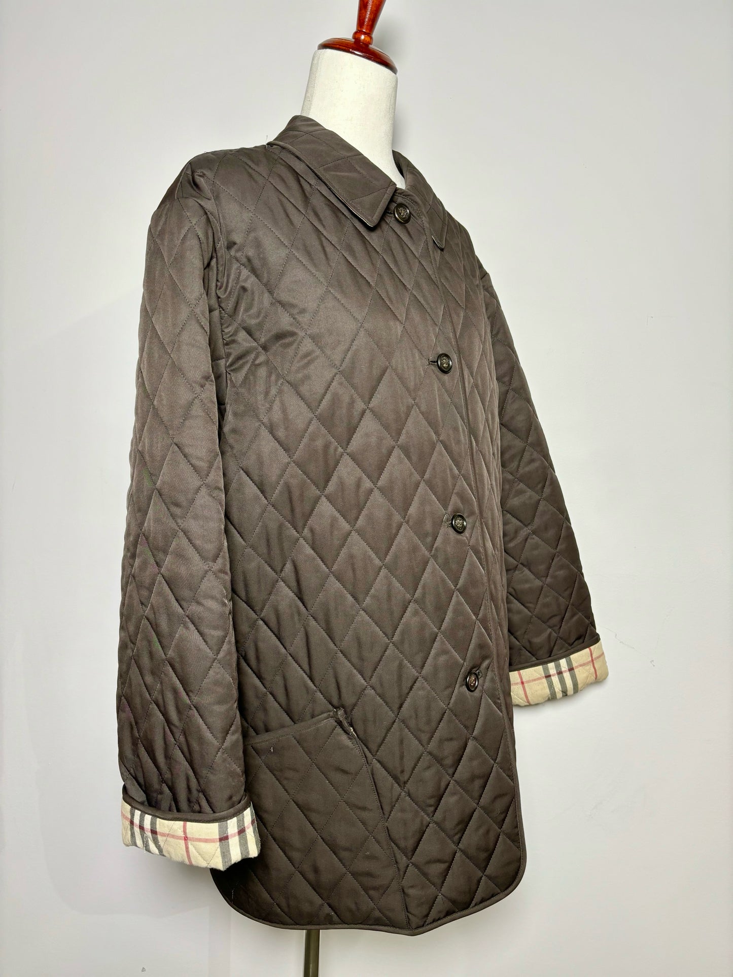 Burberry Brown Cotton Solid Men's L Quilted Lightweight Jacket
