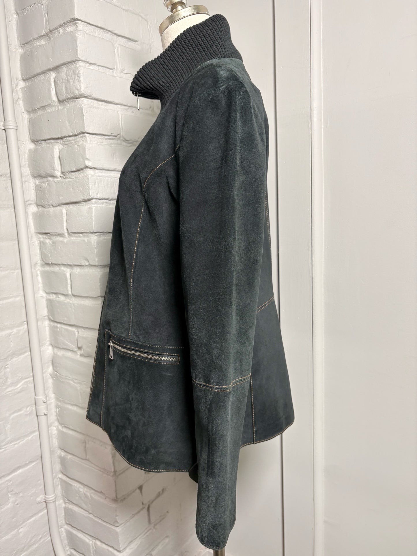 Women Size L Bernardo Black Solid Suede Jacket