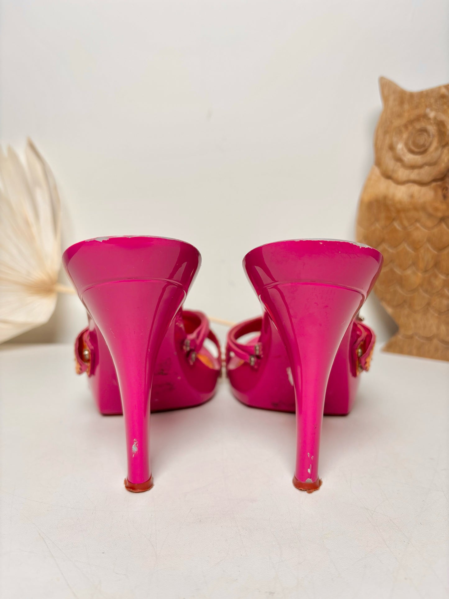 W Shoe Size 10 Christian Dior Orange, Pink Platform Resin Barbie Heels