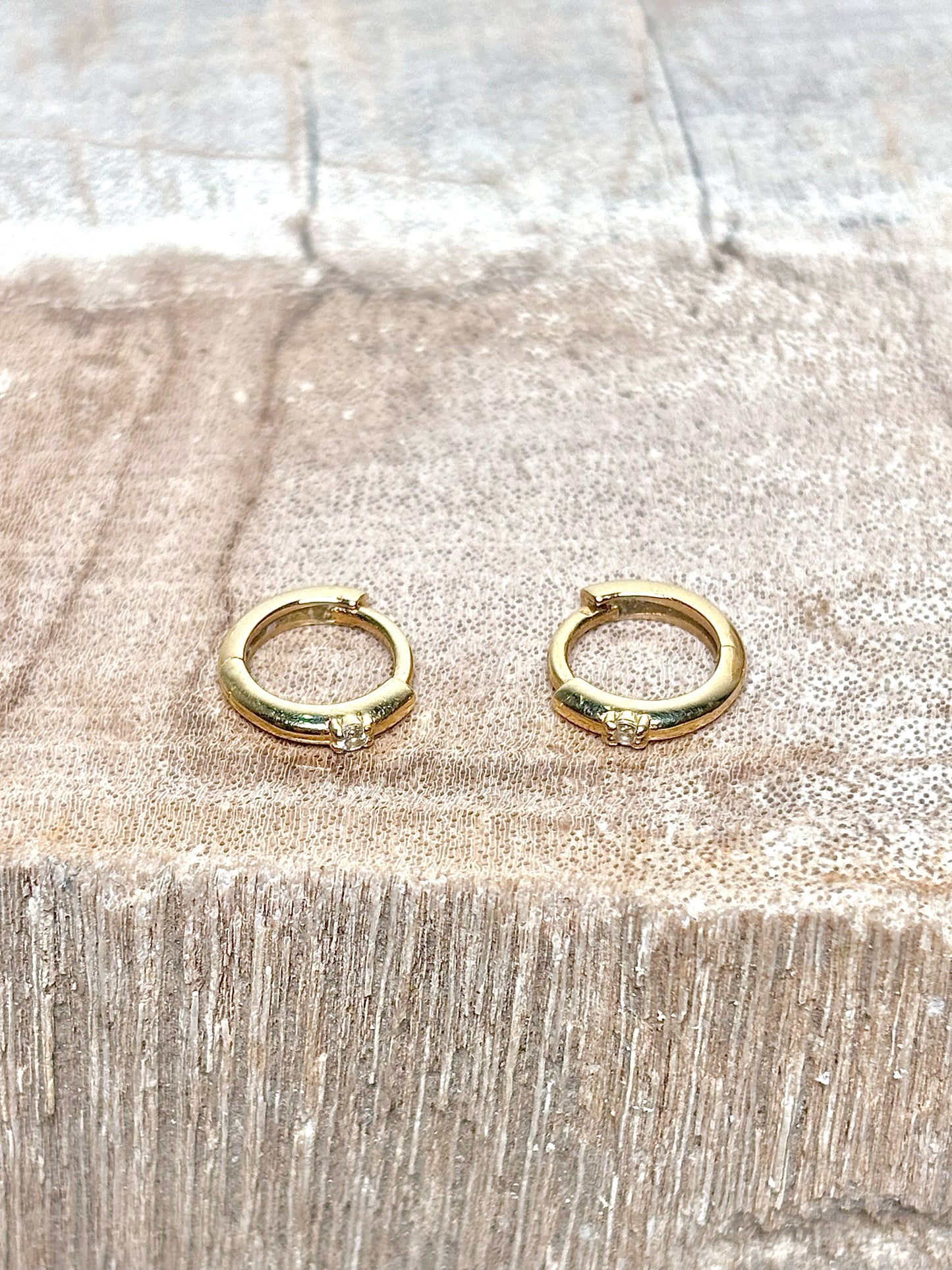 Gorjana Diamond Solitaire 14K Gold Huggie Earrings