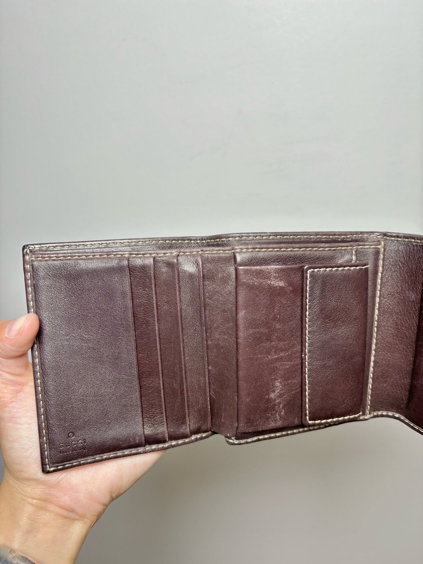 Gucci Canvas Tri Fold Dark Brown Gucci GG Monogram Wallet