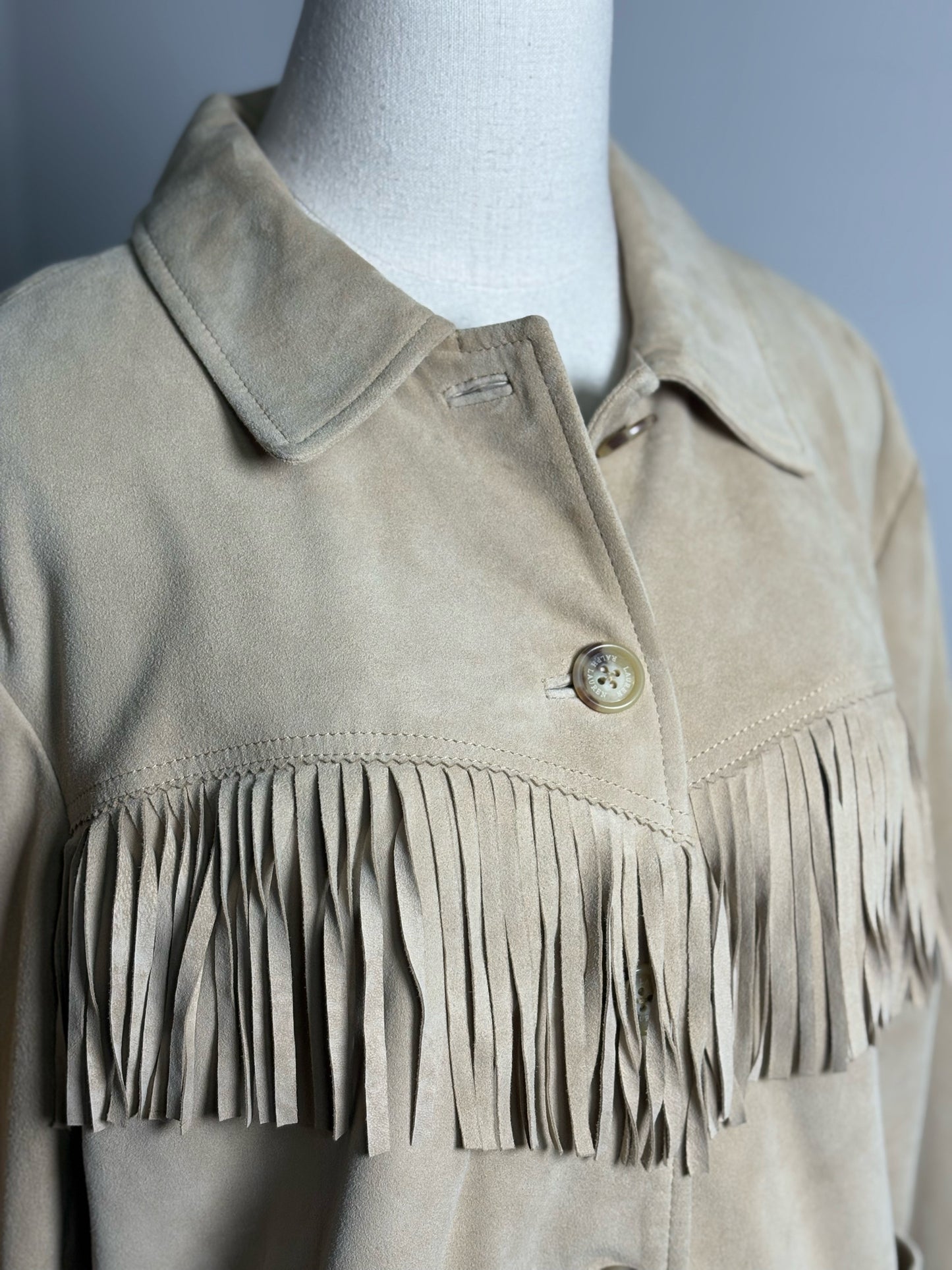 Women Size 18W Lauren Ralph Lauren Tan Fringe Goat Suede Jacket