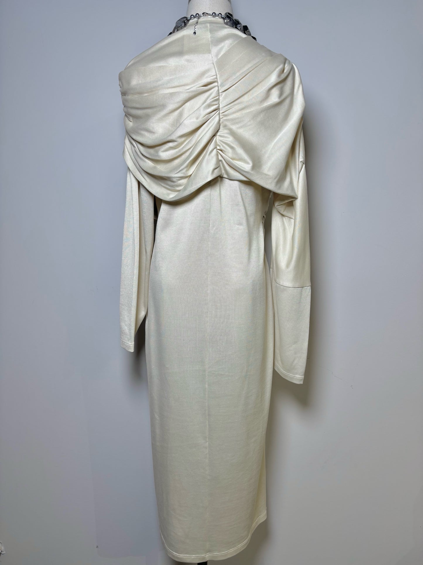 Women Size M Boulet Cream Solid Tessuto Dress