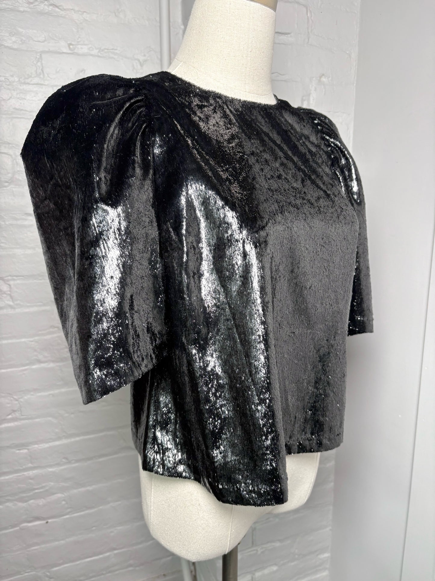 Women Size 42 Jucca Black Metallic Polyester Blouse
