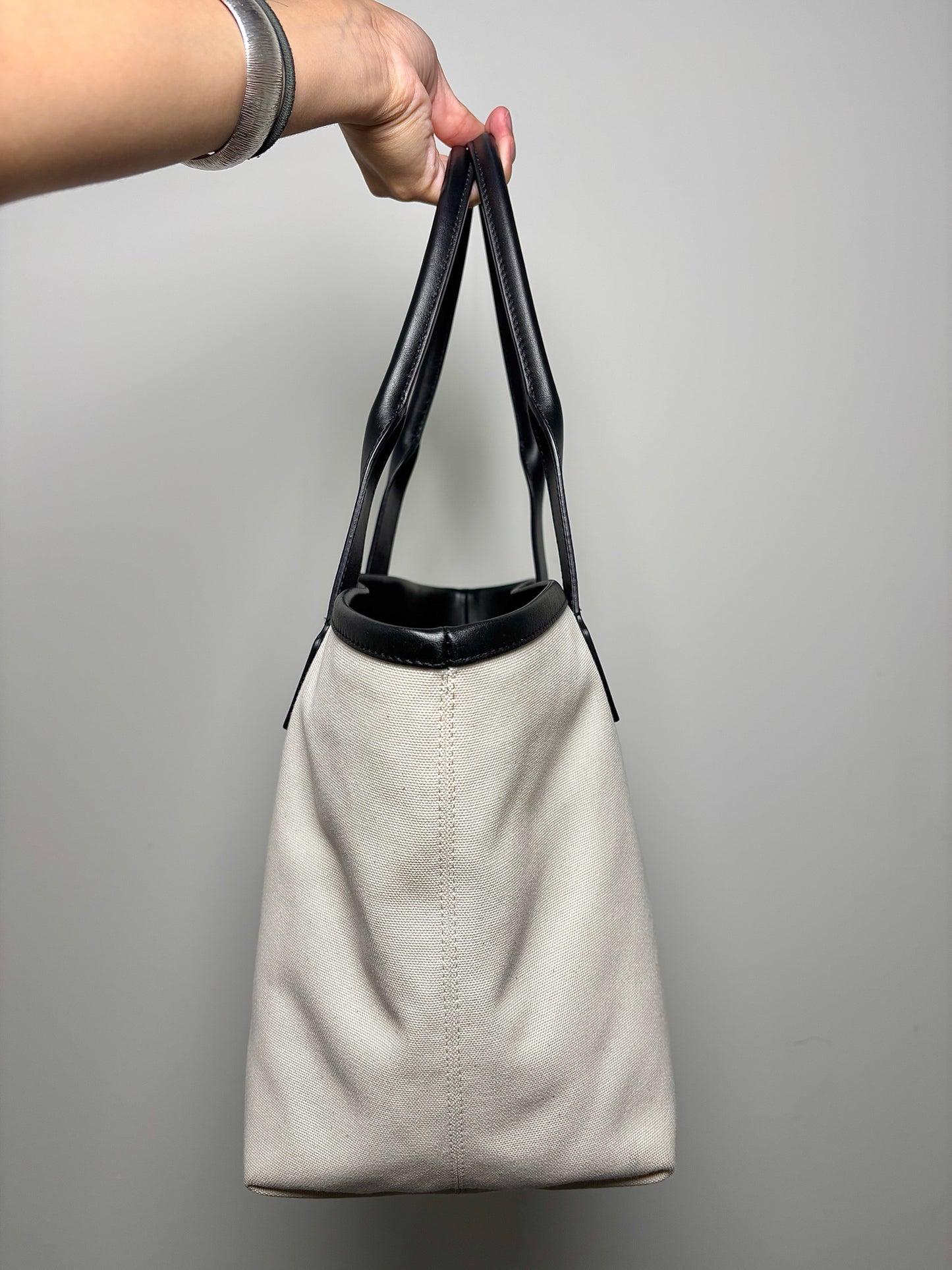 Canvas Balenciaga Used Black & White Tote Bag