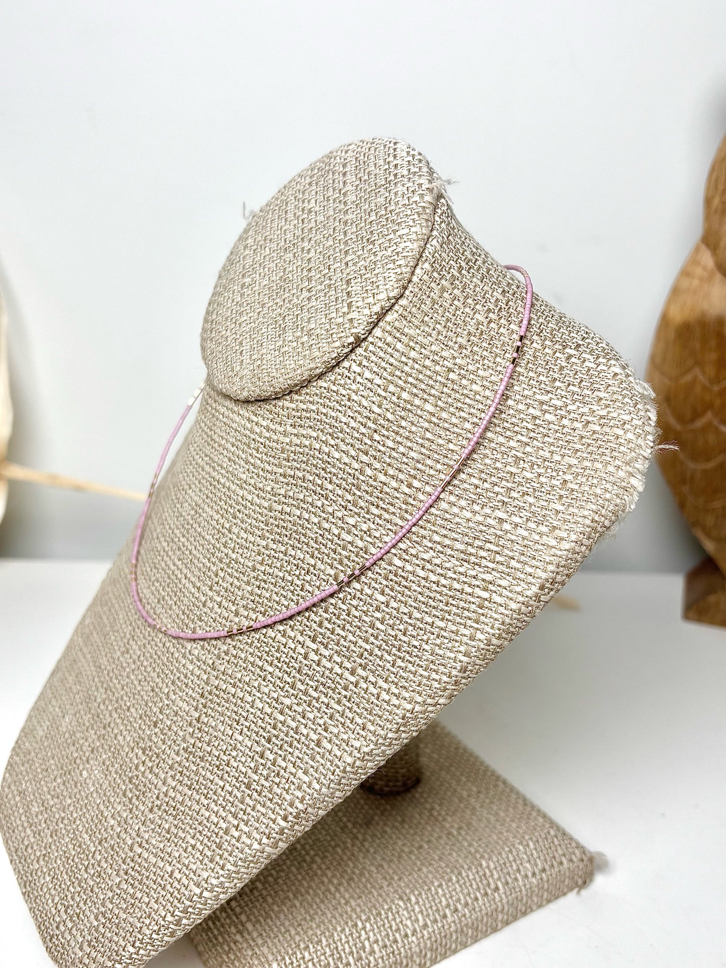 Abacus Row 14K Gold Filled Beads + Pink Japanese Miyuke BeadsArche Necklace