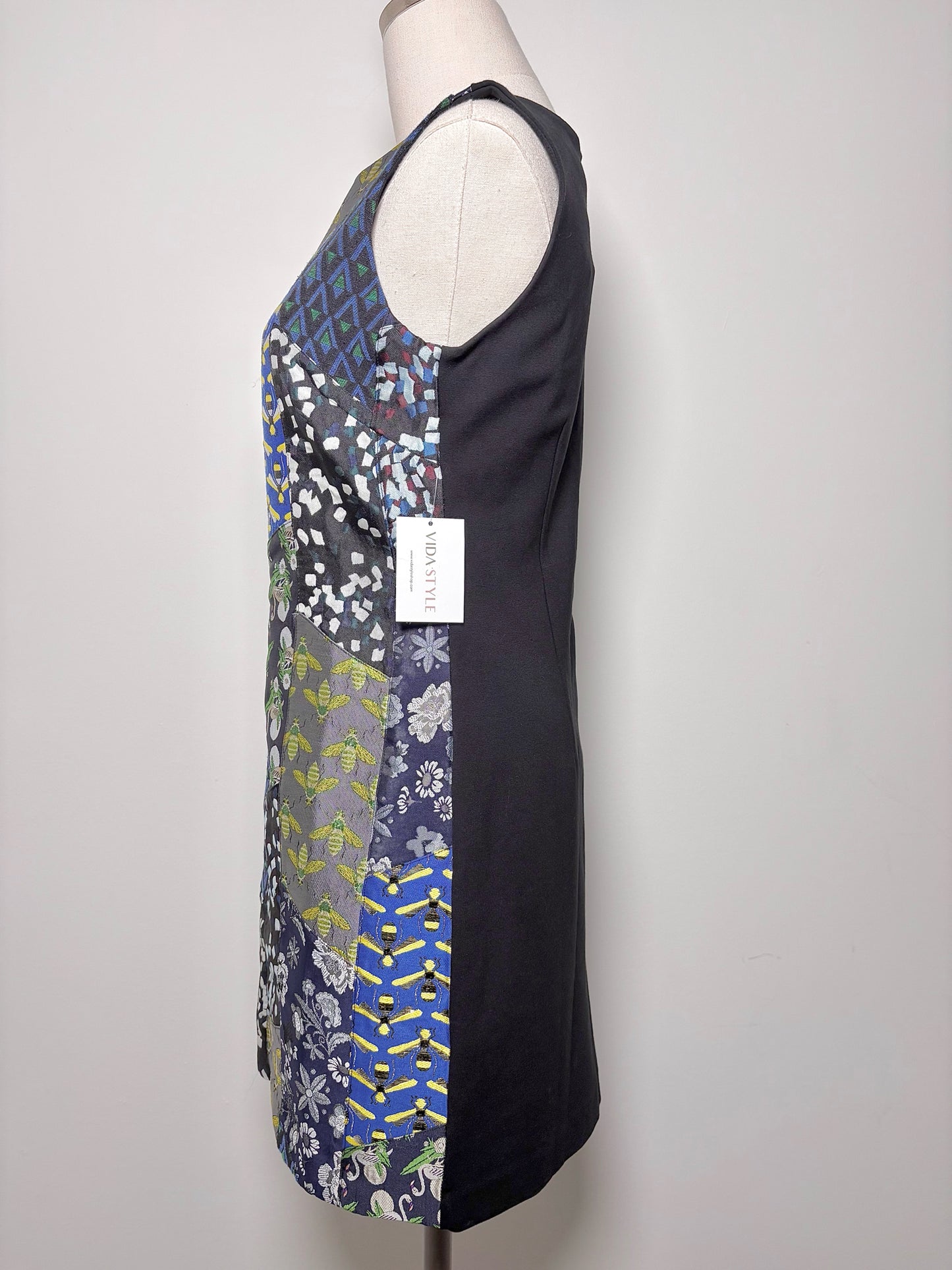 Women Size 4 Desigual Blue Print Cotton Blend NWT Dress