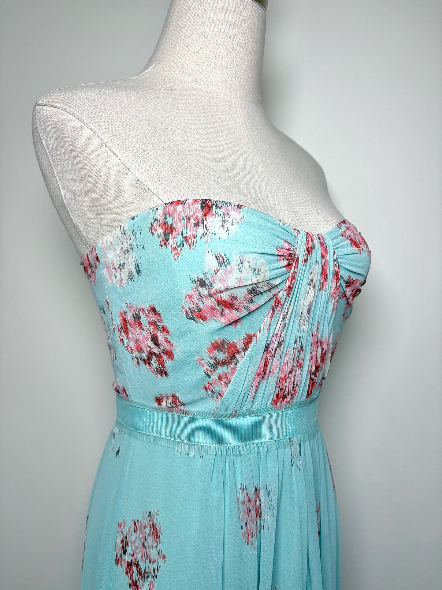 Women Size S BCBG Blue, pink Floral Polyester Dress
