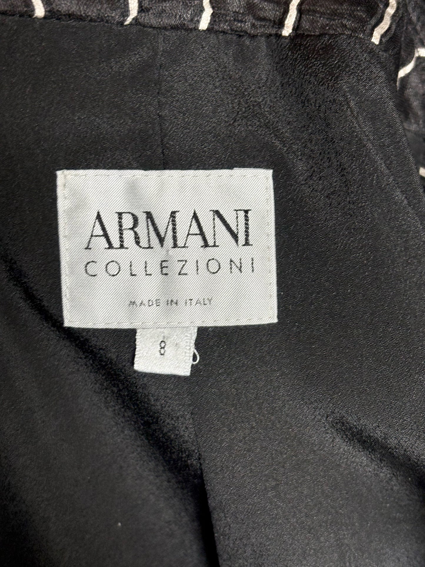 Women Size 8 Armani Collection Black, Beige Stripe Lino Women's Pre-owned Blazer
