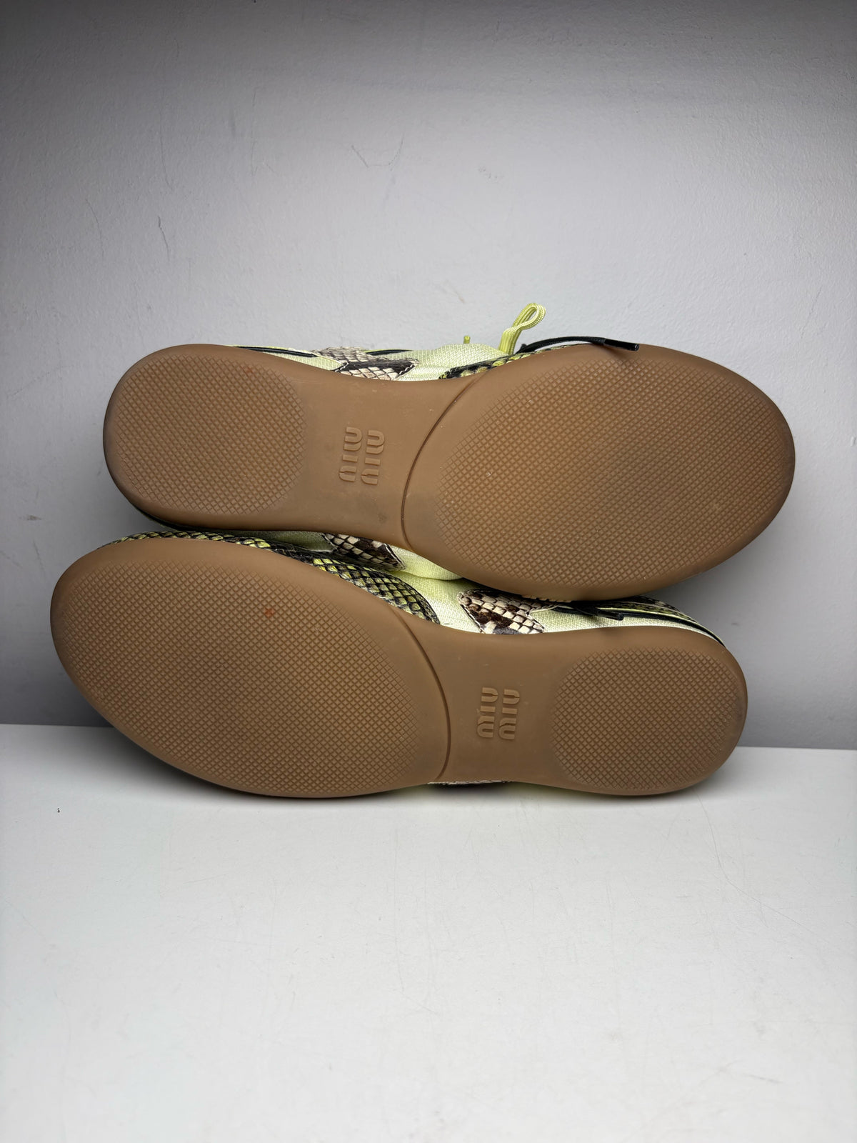Women's Shoe Size 39 Miu Miu Gymnasium Green Technical Fabric Python Print Pre-Owned Sneakers