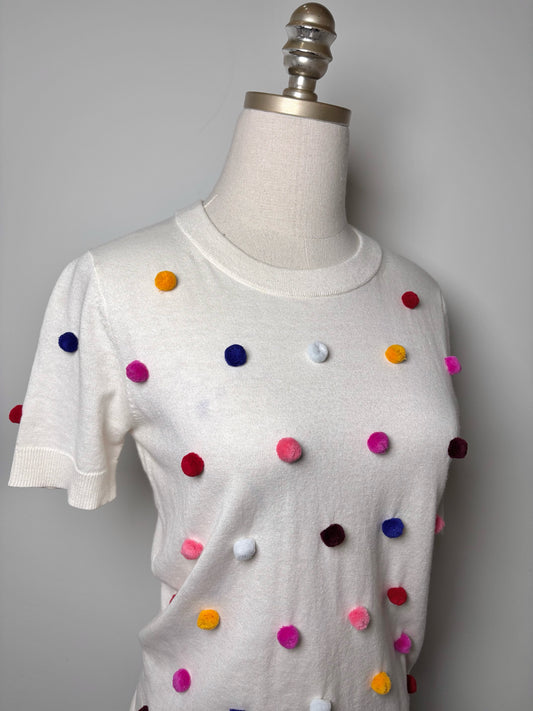 Women Size XS Kate Spade New York Cream Pom Poms NWT Sweater