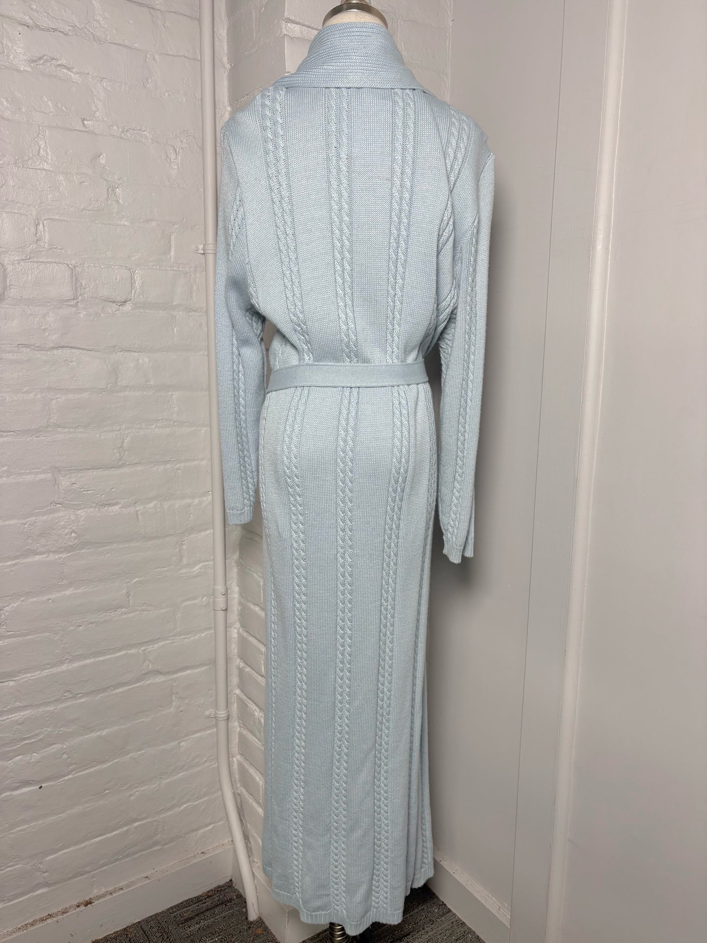 Women Size L No Label Baby Blue Solid Cotton Duster Sweater