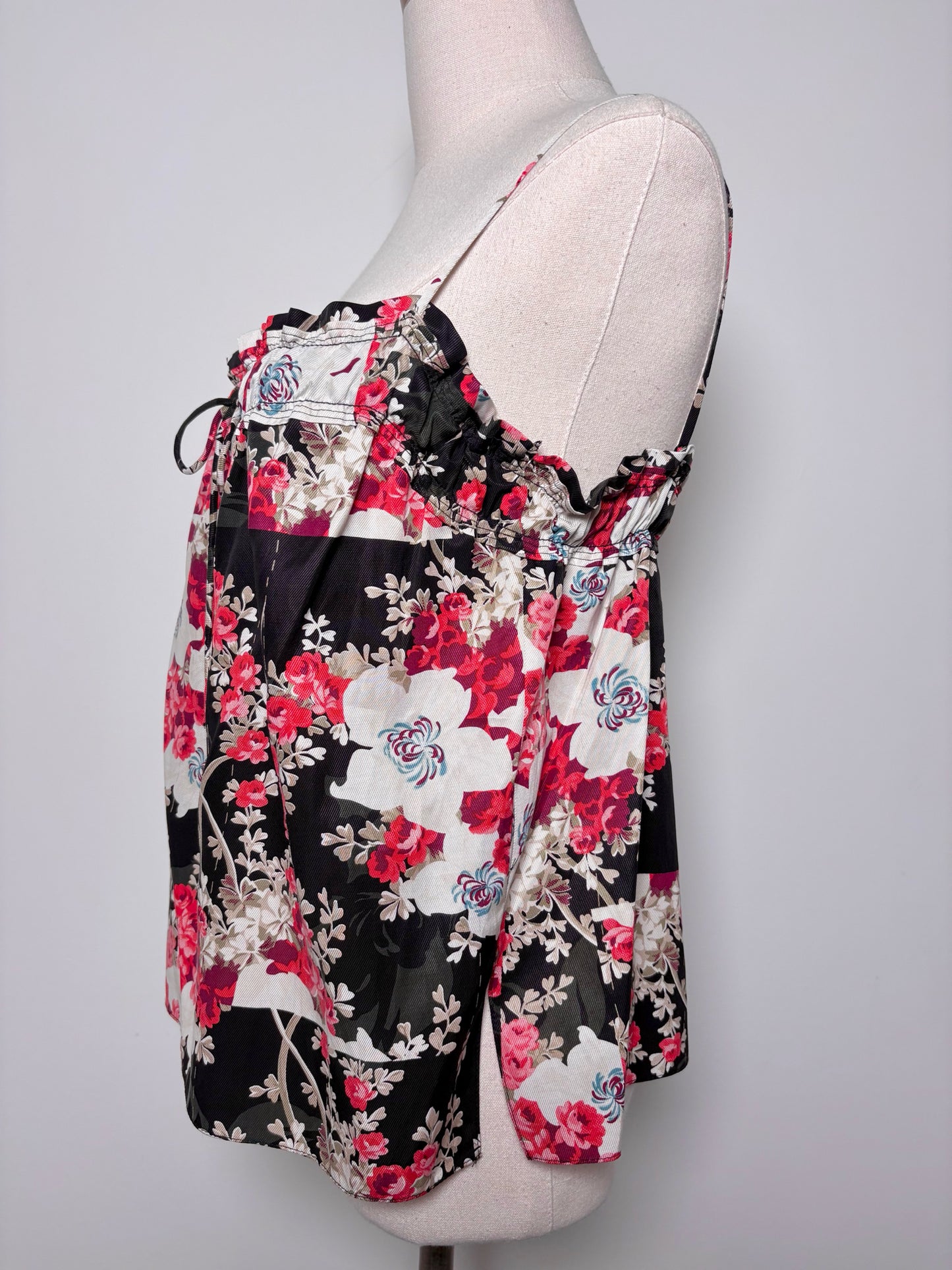 Women Size XS Rag & Bone Black, Red, Cream Floral Cotton, Cupro Shirt