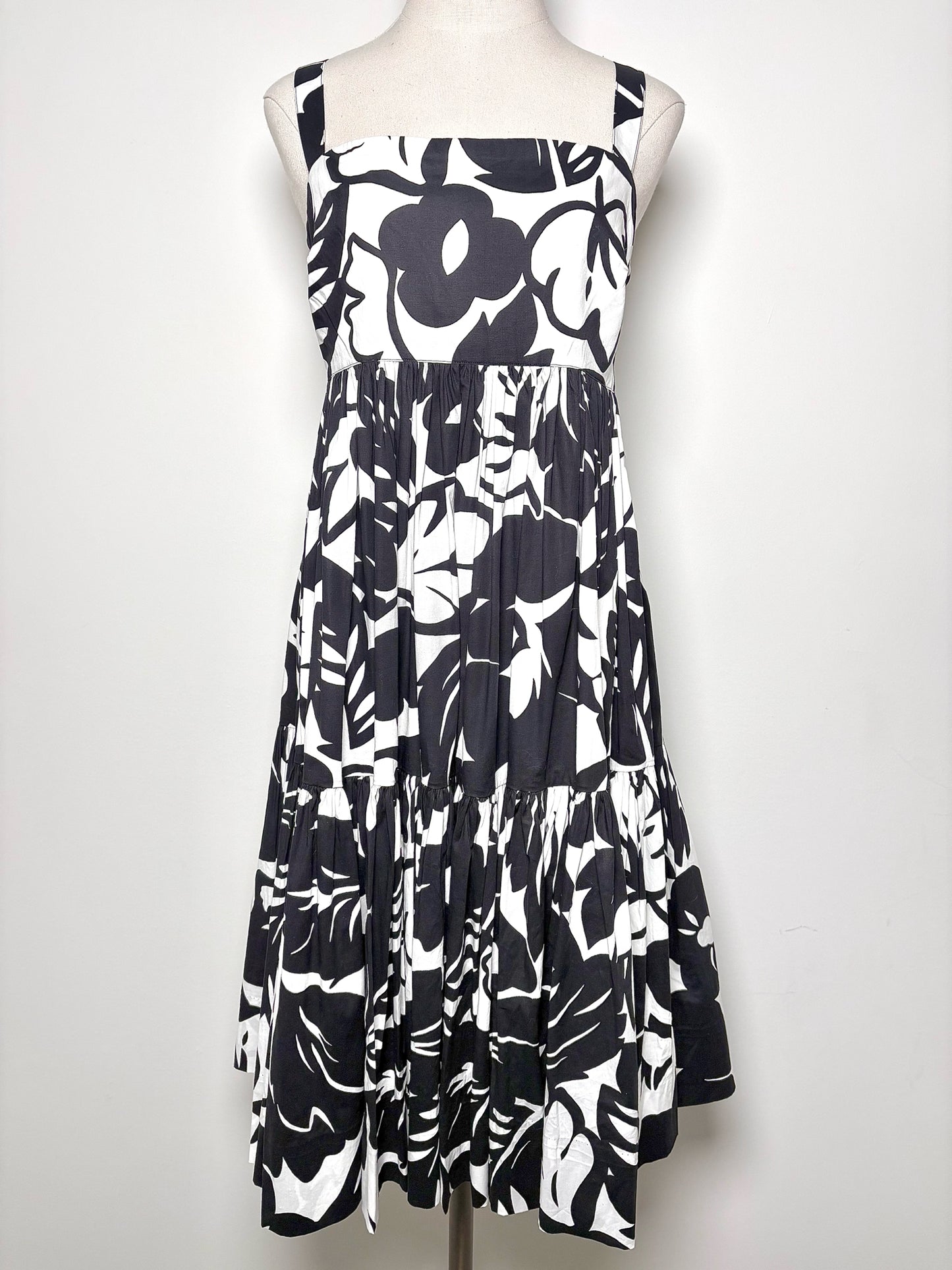 Women Size L Kate Spade New York Black, White Floral Cotton Dress