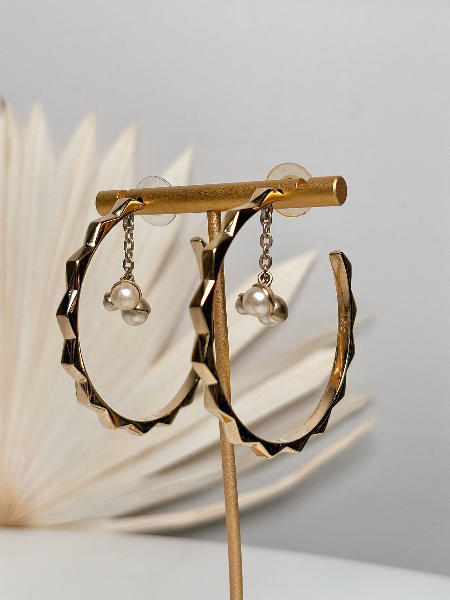 Gold Plated Dior Vintage Pearl Earrings