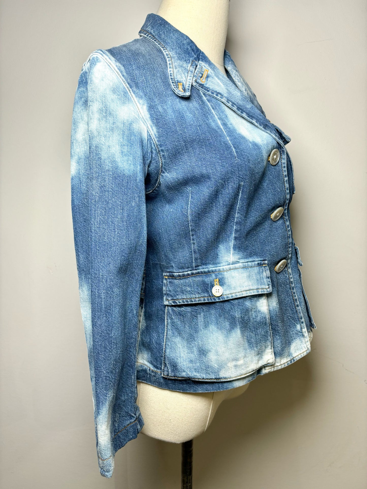 Women Size 4 Ralph Lauren Purple Label Denim Marble Women's Outerwear Jacket