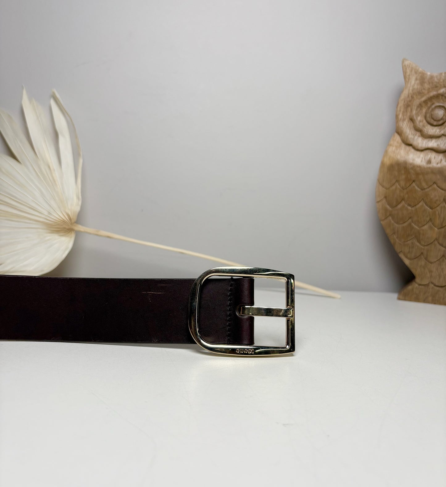 Mens Size M Gucci Chocolate Brown Leather Solid Men's Belt