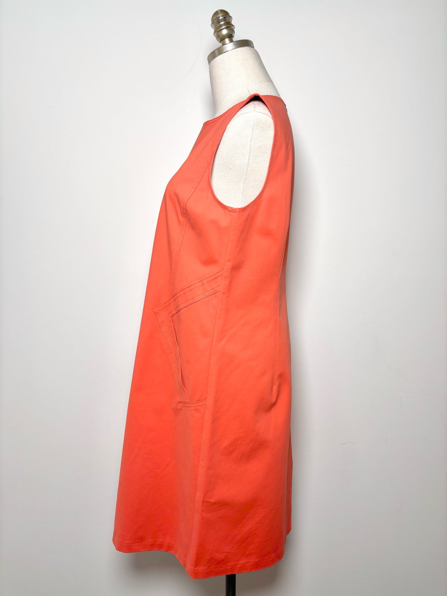 Women Size 8 Lafayette 148 Orange Solid Cotton, Polyamide, Elastane Dress