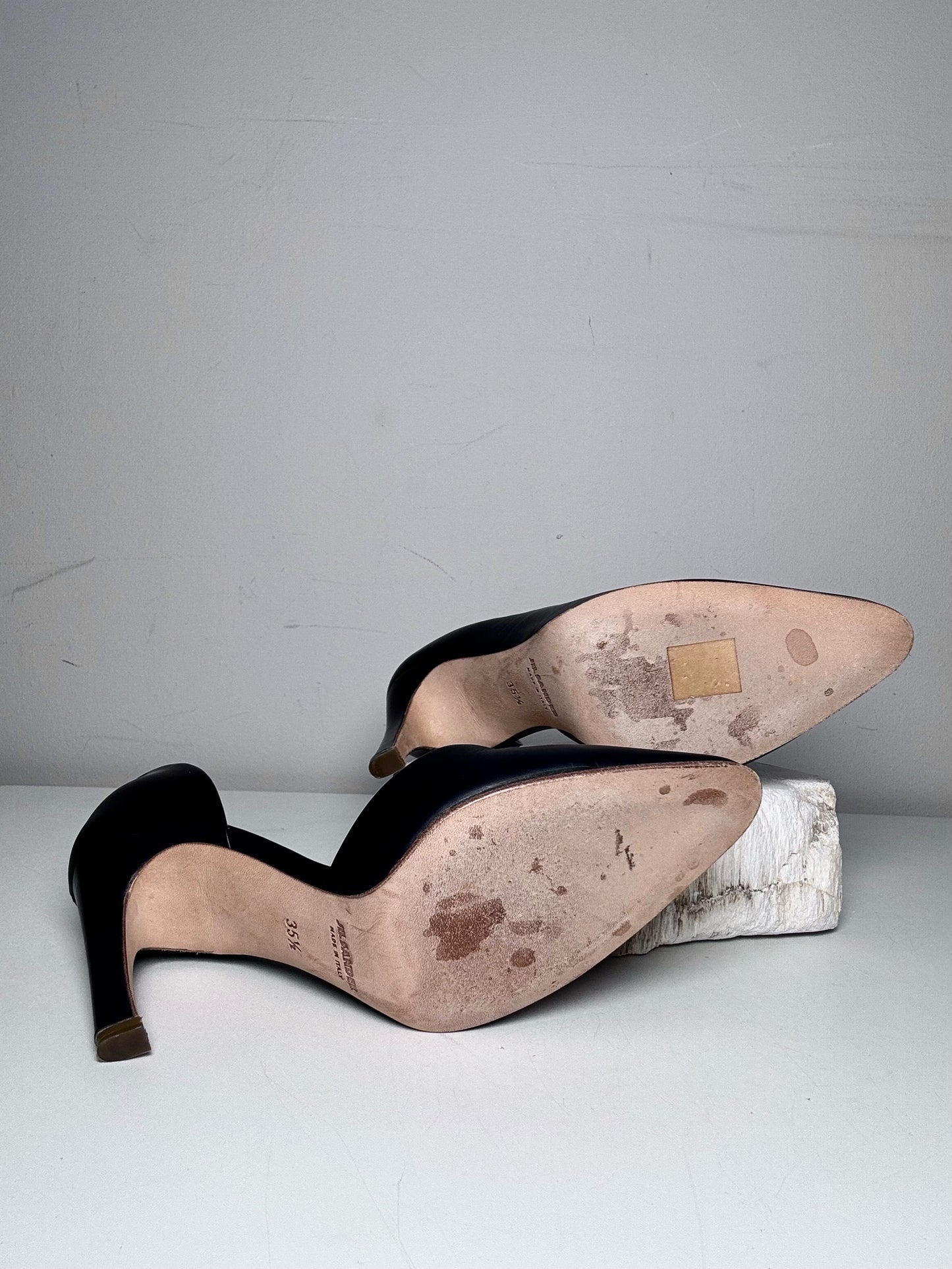 W Shoe Size 35.5 (5-5.5 US) Jil Sander D'orsay Black Leather Pre-owned Heels