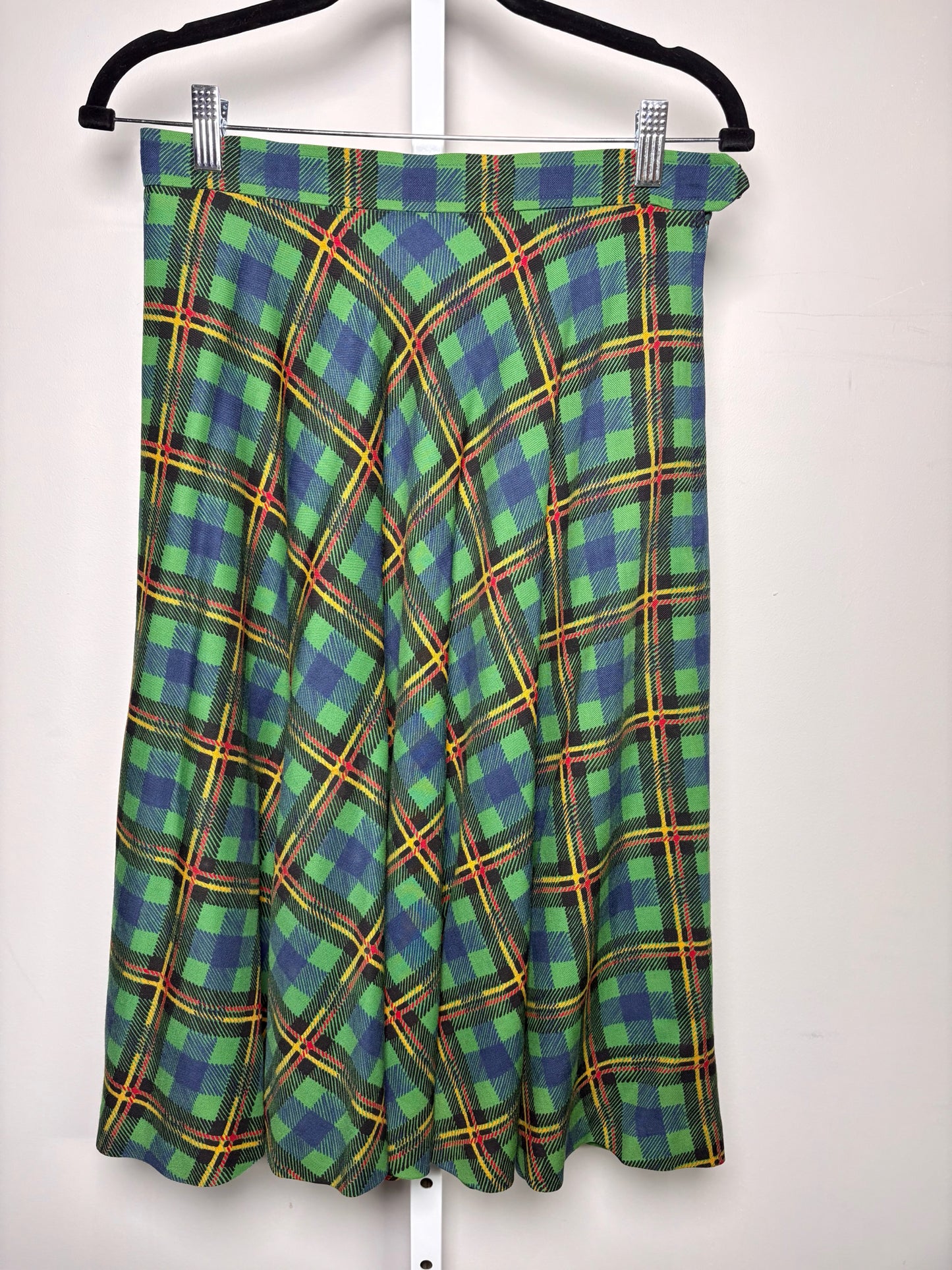 Women Size 42 ( 6 US) Saint Laurent Green Plaid Vintage Skirt