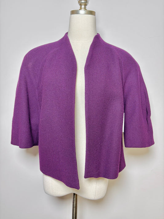Women Size 12 Akris Punto Eggplant Solid Wool Jacket