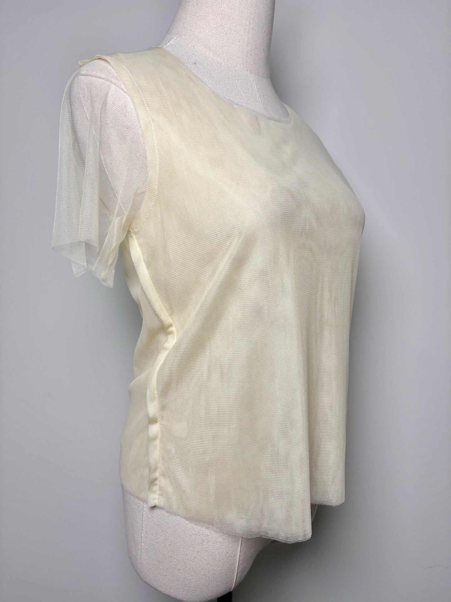 Women Size S Comme des Garcon Buttercream Solid 100% Nylon Shirt