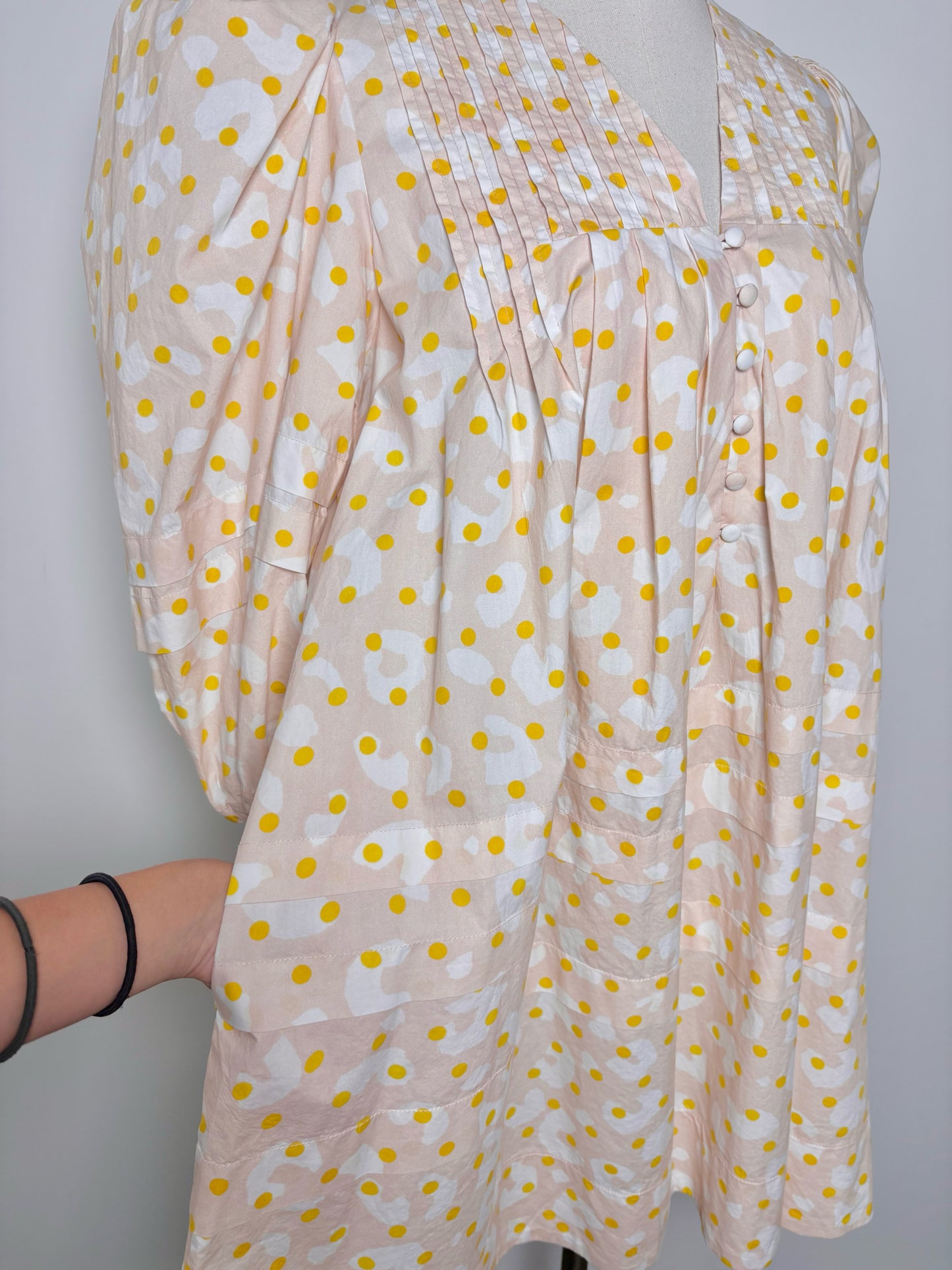 Women Size M Hunter Bell Pink,white,yellow Abstract Art Cotton Dress