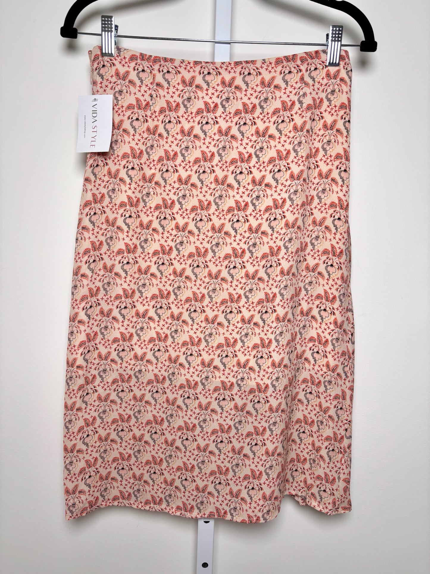 Women Size 0 ALC Peach Floral Print Ruffled Silk Skirt