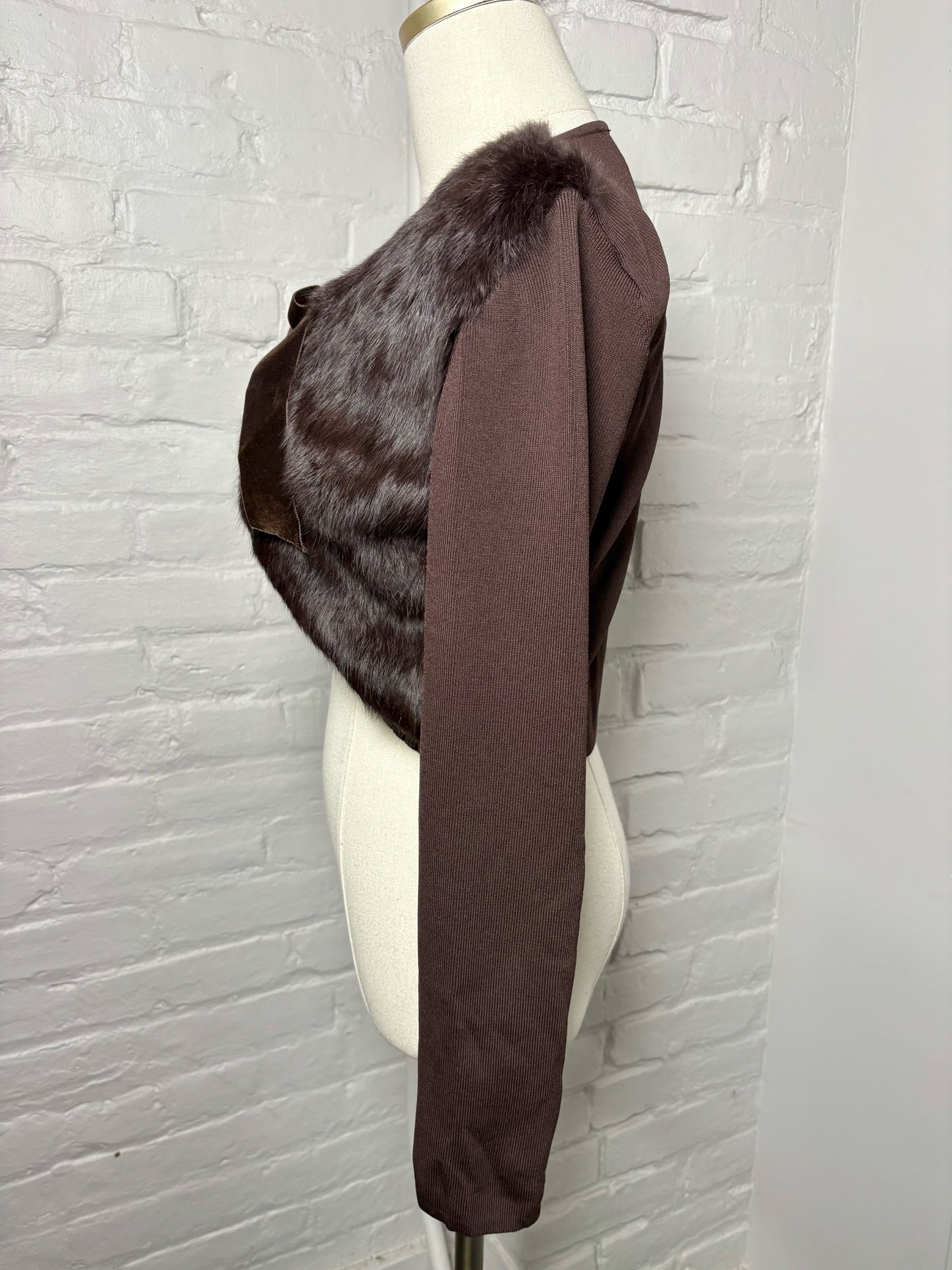 Women Size 4 (38) Emanuel Emanuel Ungaro Purple Solid Vintage Knit, Fox Sweater