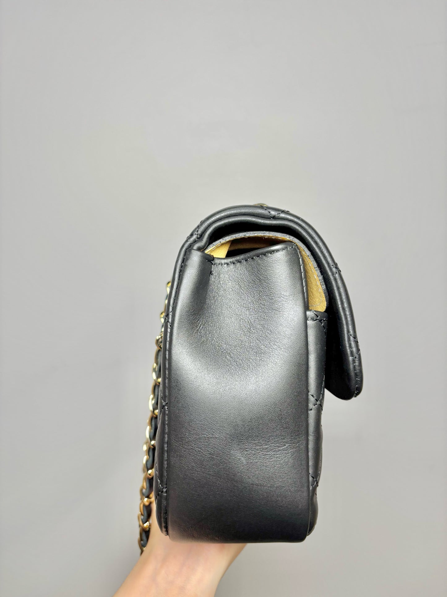 No Label Solid Leather Black Cowhide Flap Purse