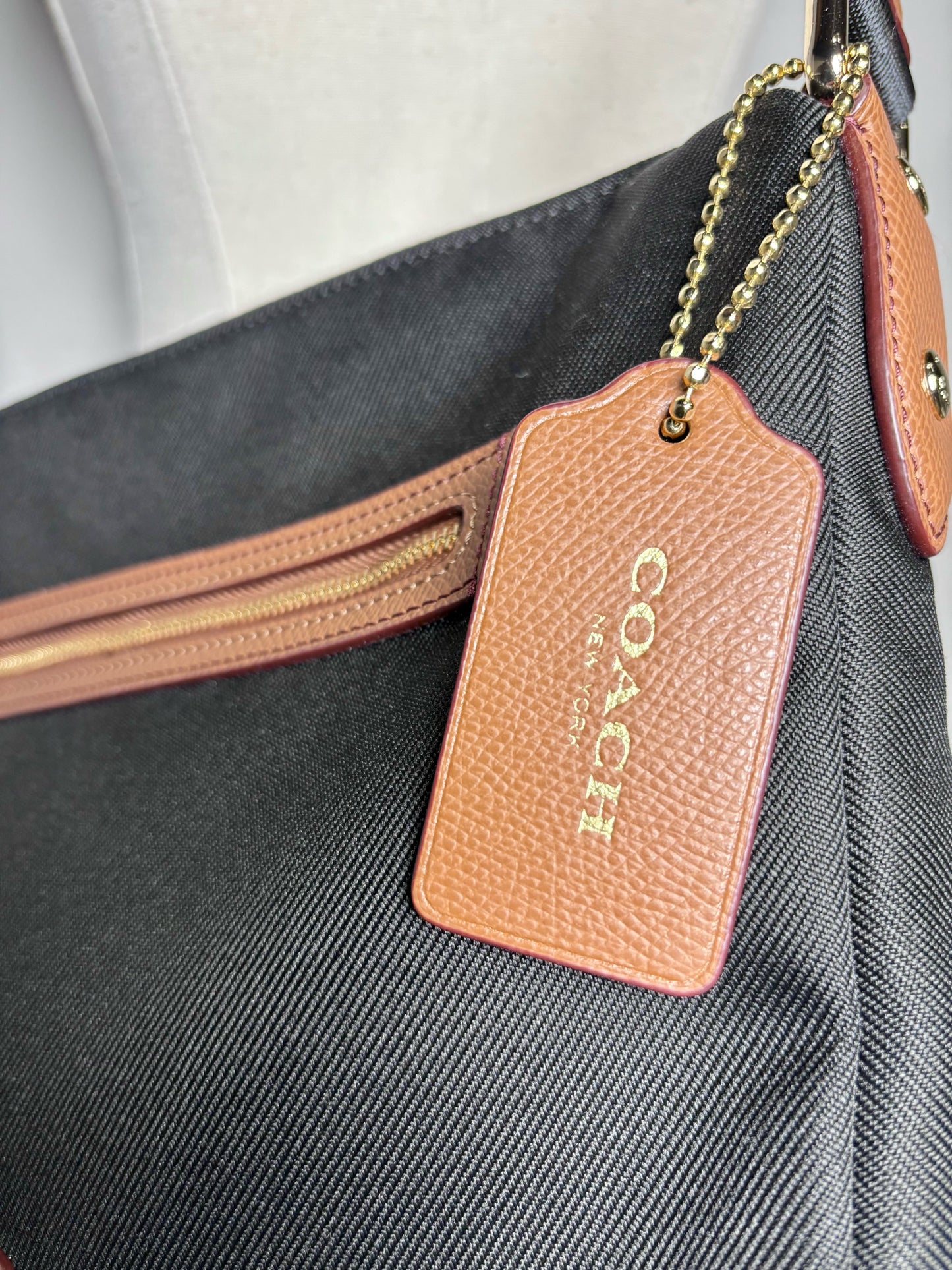 Coach Sawyer Canvas, Leather Trim Pre-owned Black, brown Crossbody Purse