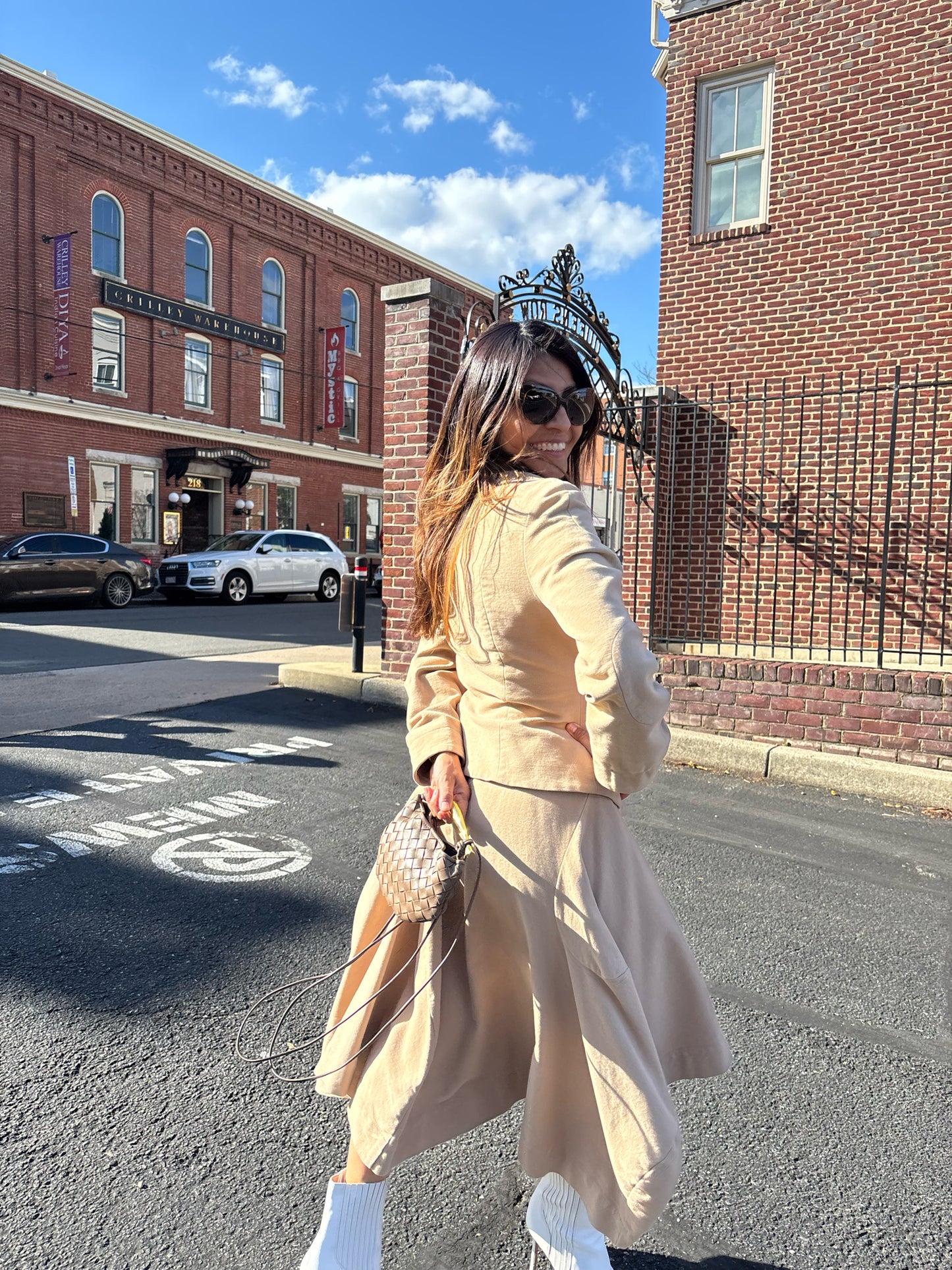 Women Size 6 Vivienne Westwood Anglomania Khaki Solid Cotton Midi Skirt