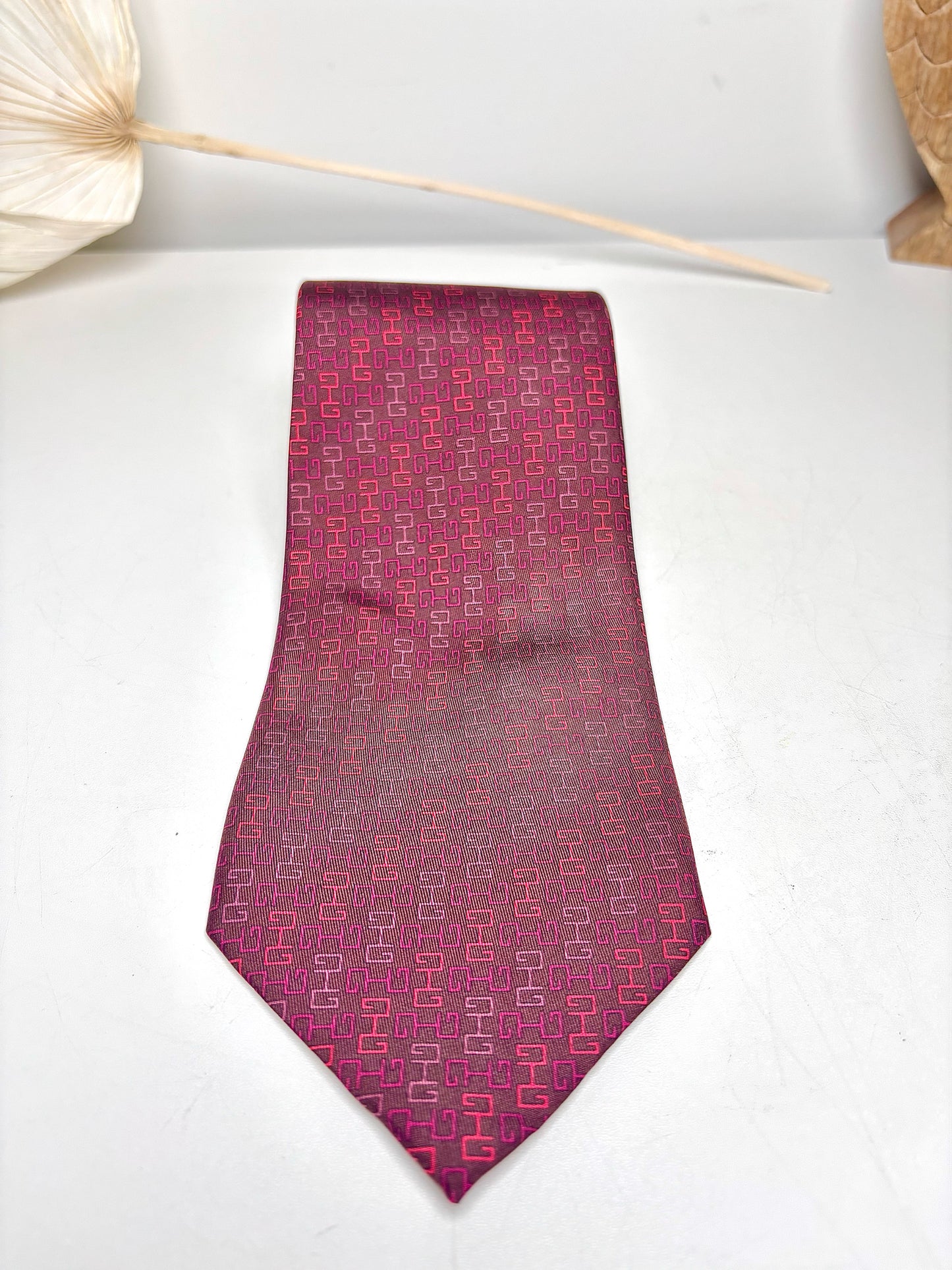 Gucci Burgundy Silk Logo Men's Tie