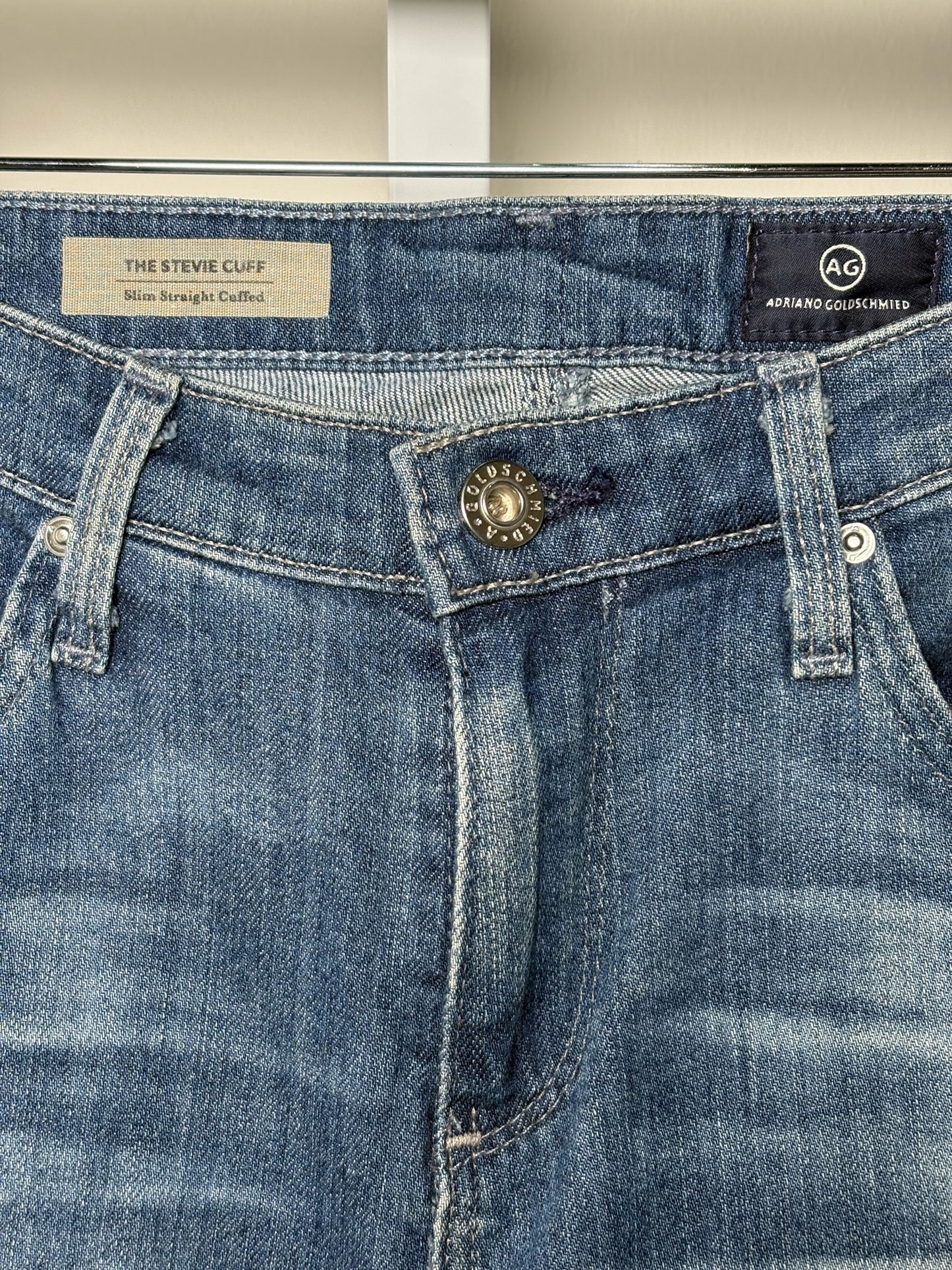 Women Size 28 Adriano Goldschmied Metallic Blue Distressed Denim NWT Jeans