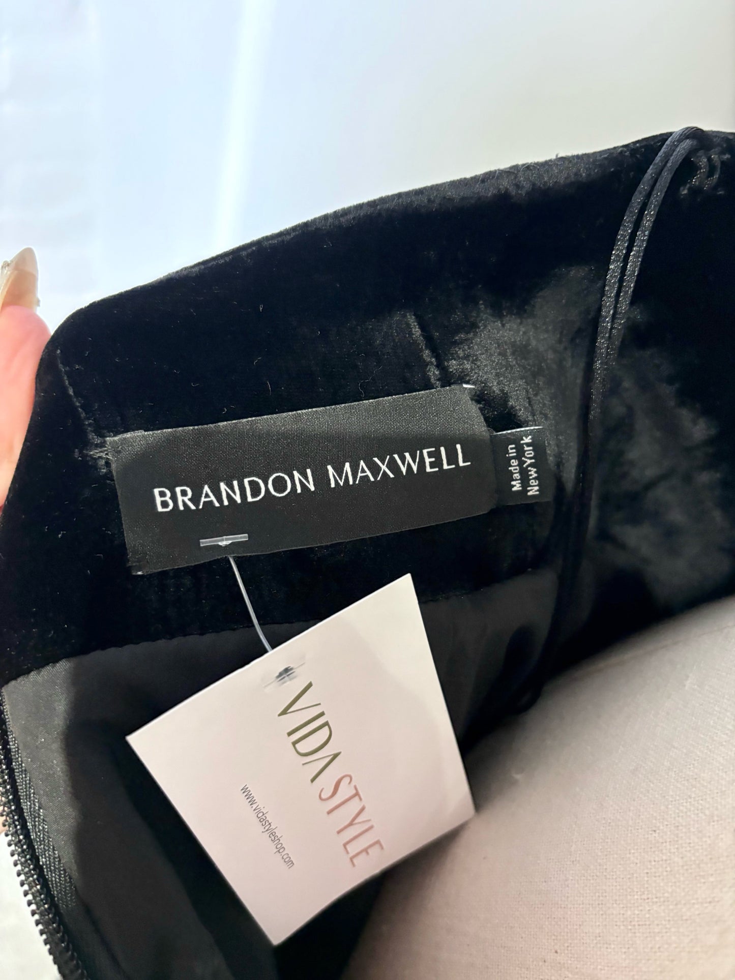 Women Size 6 Brandon Maxwell Black Asymmetric Fit, Flare Velvet Cocktail Dress