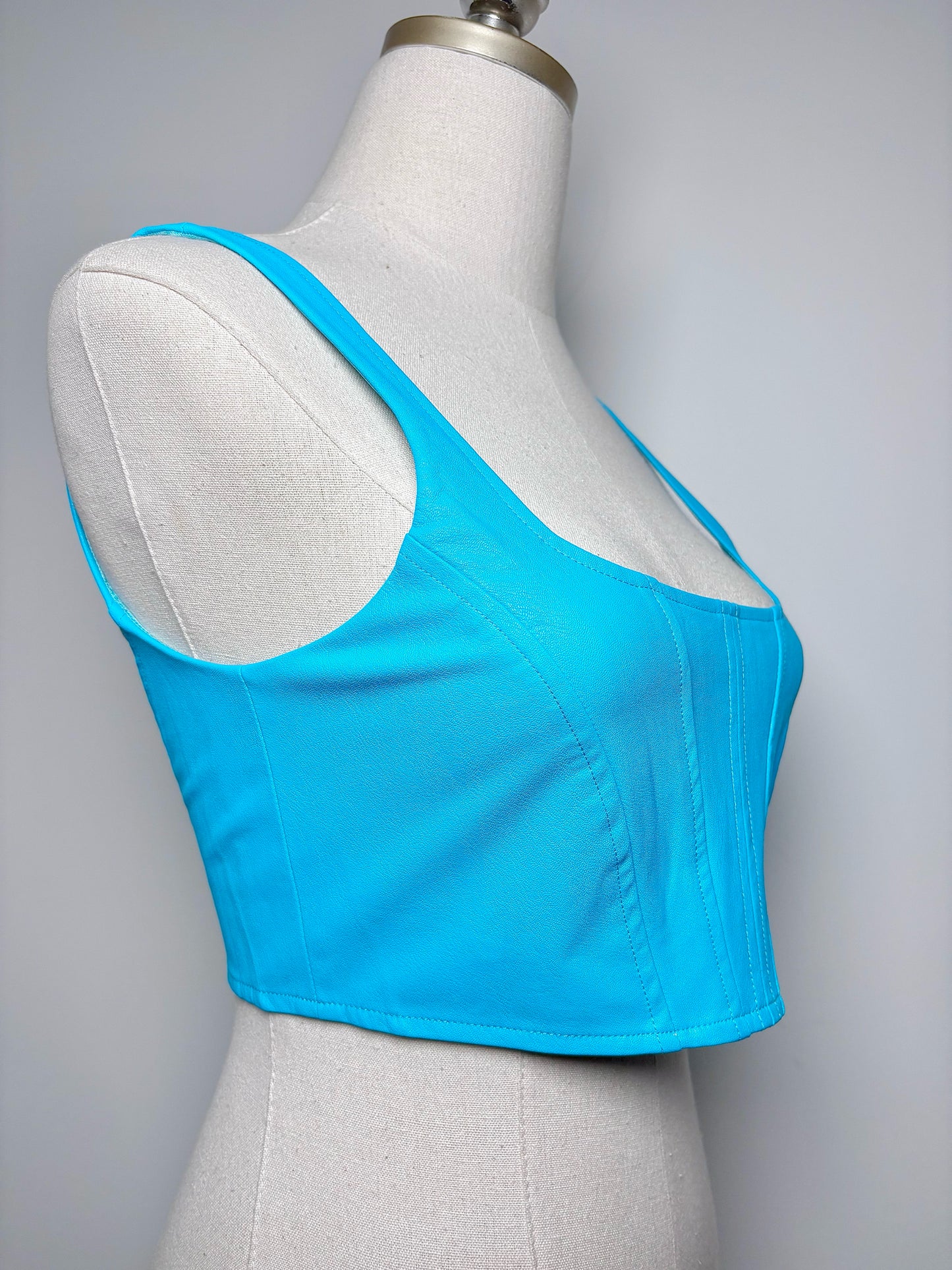 Women Size S Amanda Uprichard Turquoise Pittito Leather Cropped Top