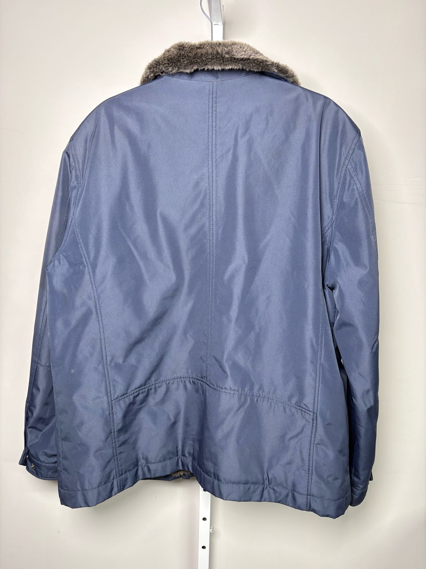 Barneys New York Blue Nylon Mens Size XL Faux Fur Lining Coat