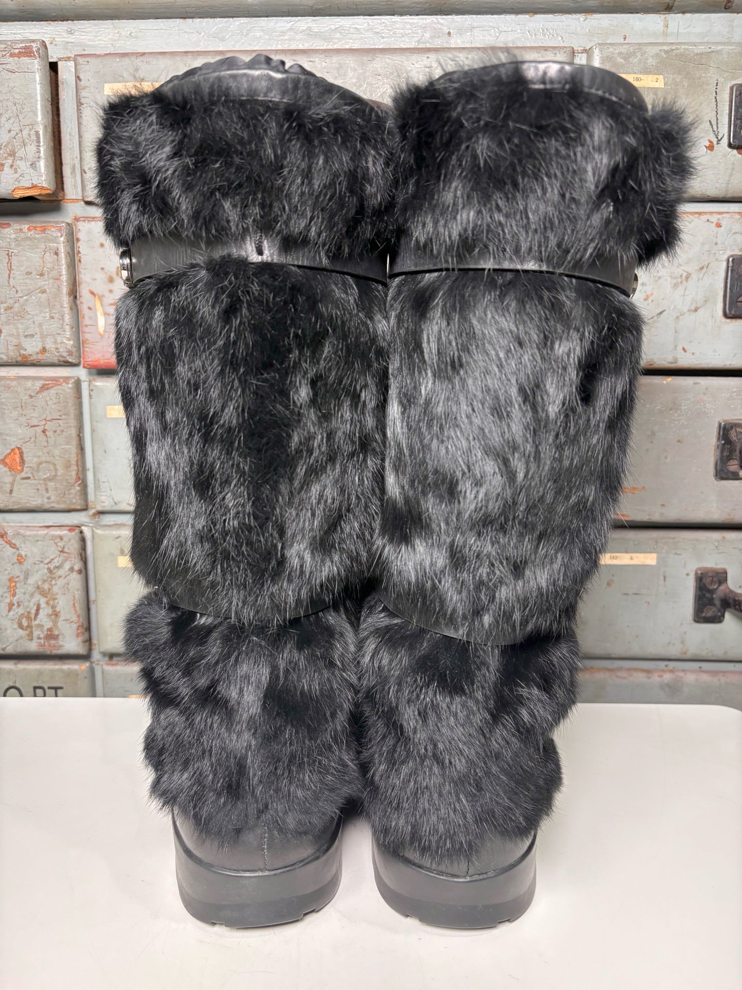 W Shoe Size 10 Tory Burch Black Rabbit Fur Boots