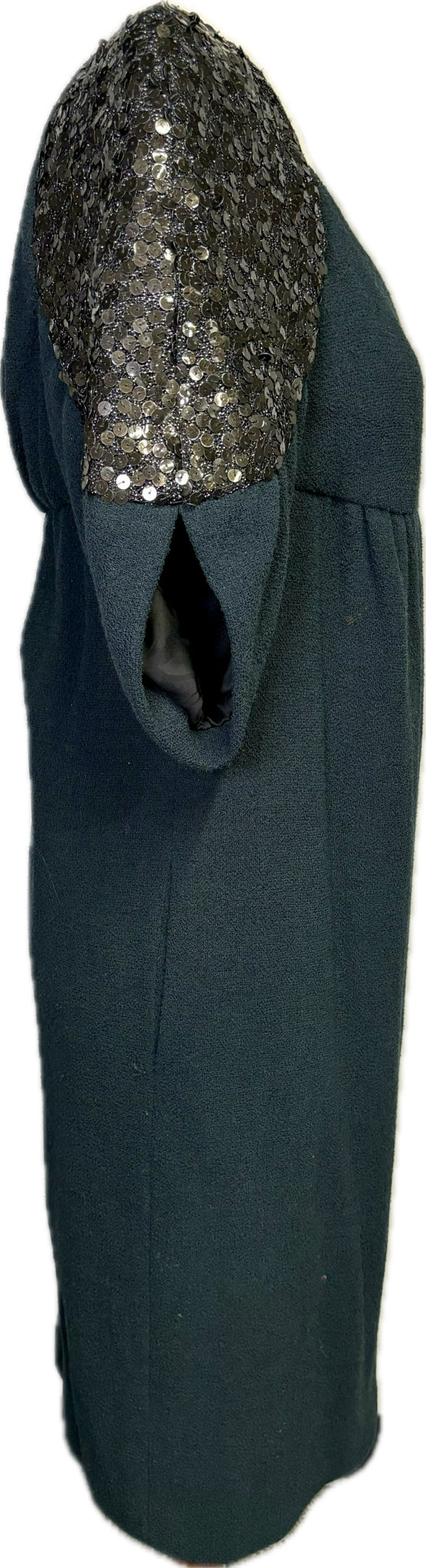 Chanel Cocktail Sequins Sleeves Sheath Black Dress, Sz S