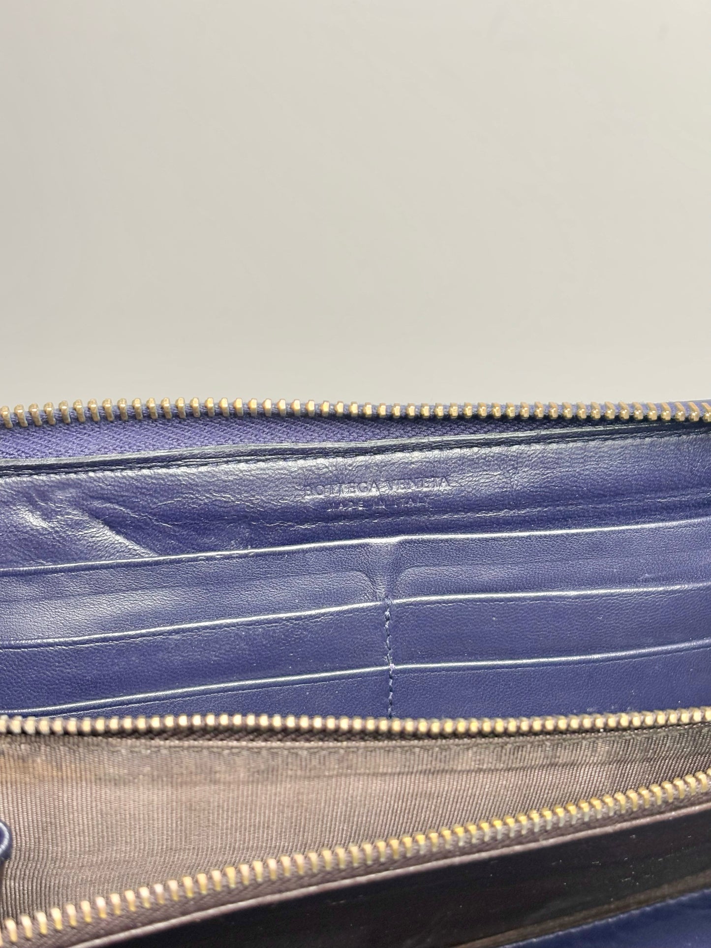 Bottega Veneta Leather Navy Clutch Lambskin Wallet