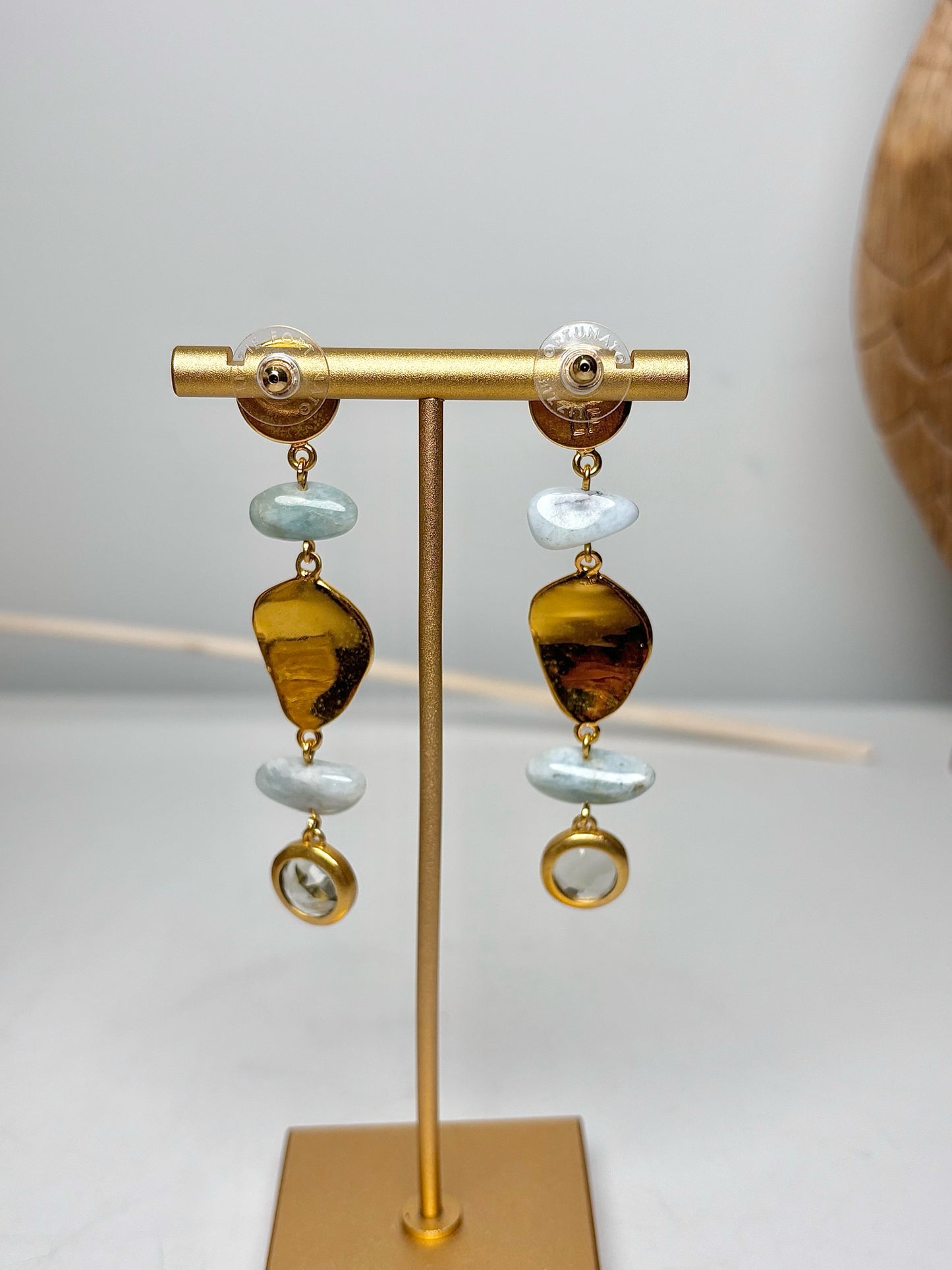 Lizzie Fortunato Multi-stone Blue Cove Pearl Gold Plated Brass Drop Earrings
