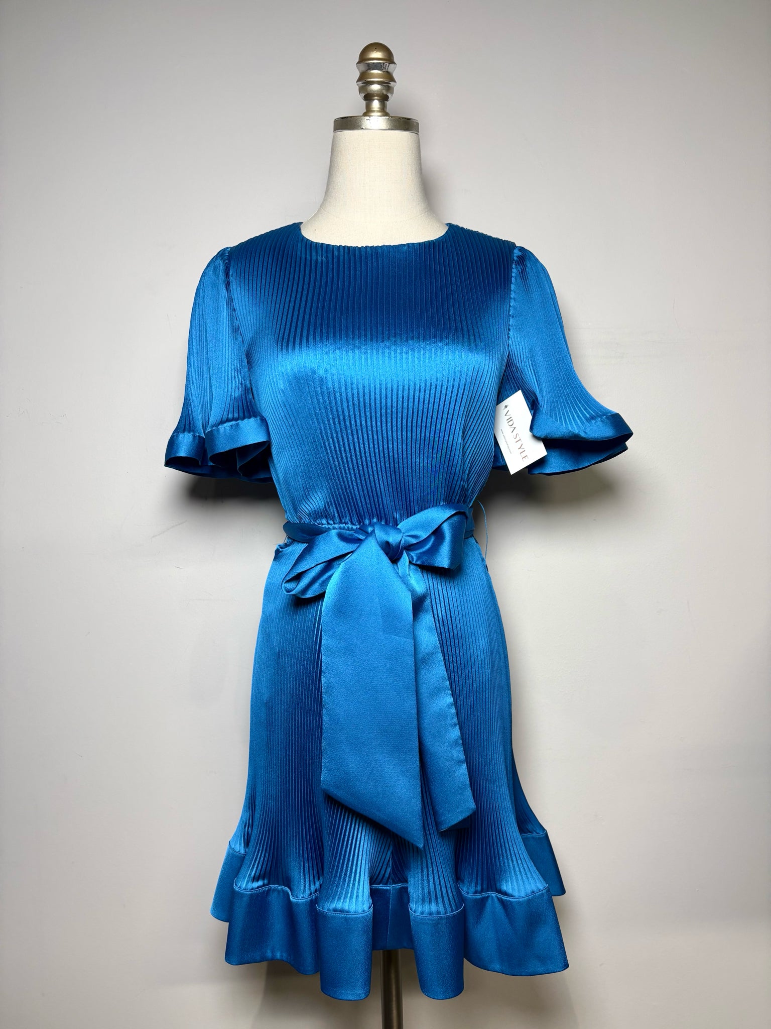 Milly Lumi Satin Pleated Mini Dress 4