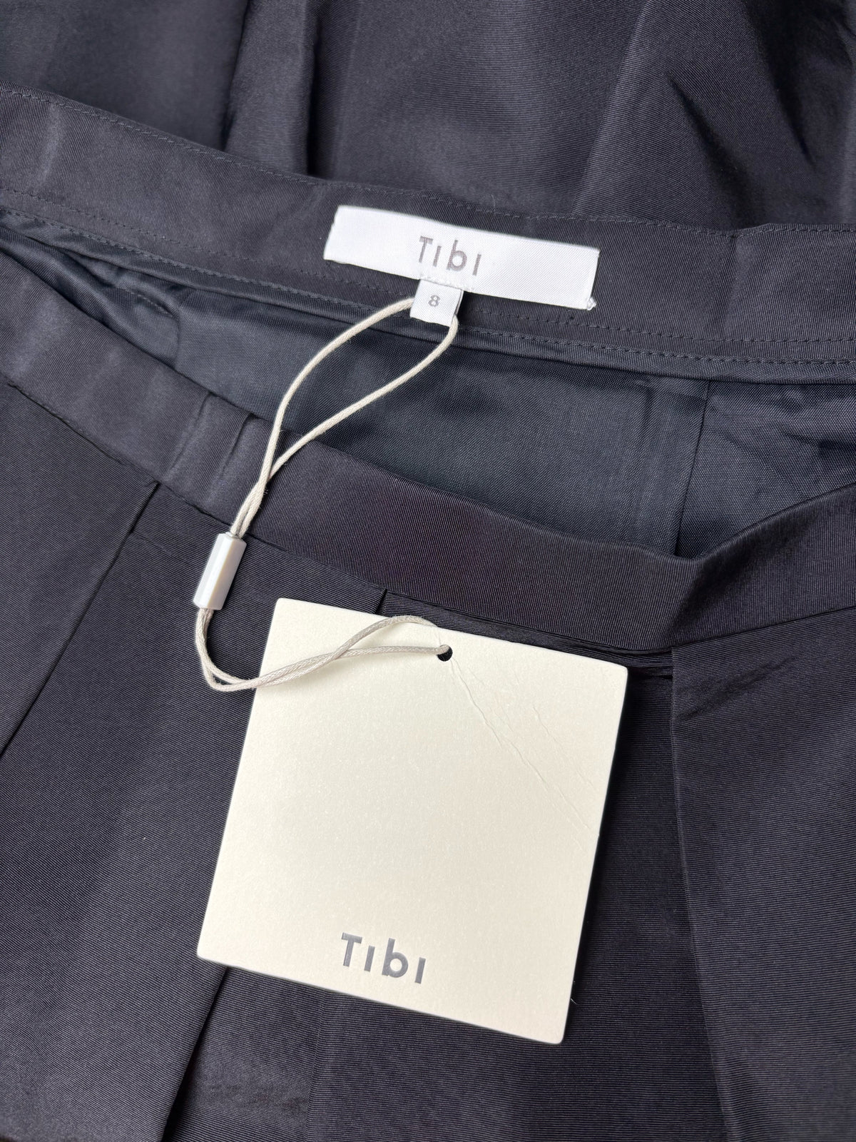 Women's Size 8 Tibi Black Pure Silk Faille NWT Pre-Owned Full Skirt