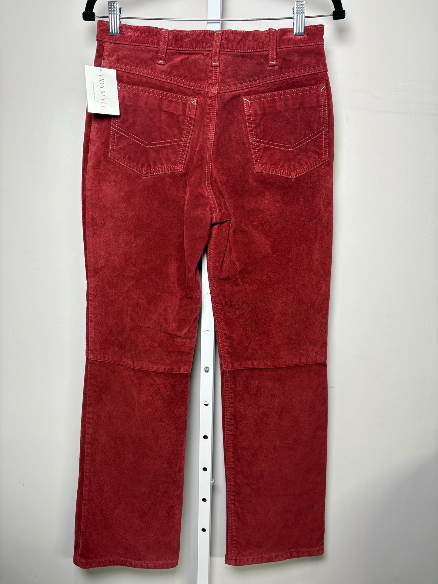 Women Size 28 Element Suede Red Solid Pants