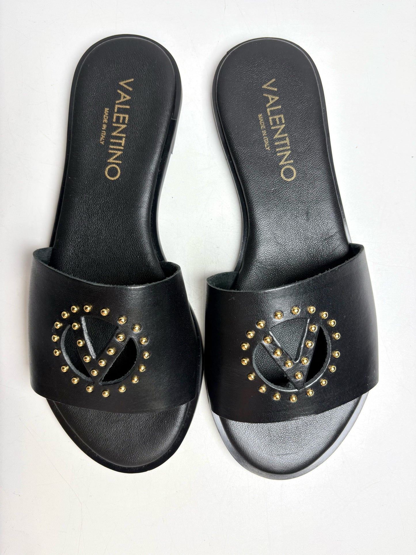 W Shoe Size 8 Mario Valentino Black Leather Cowhide Women's Sandals
