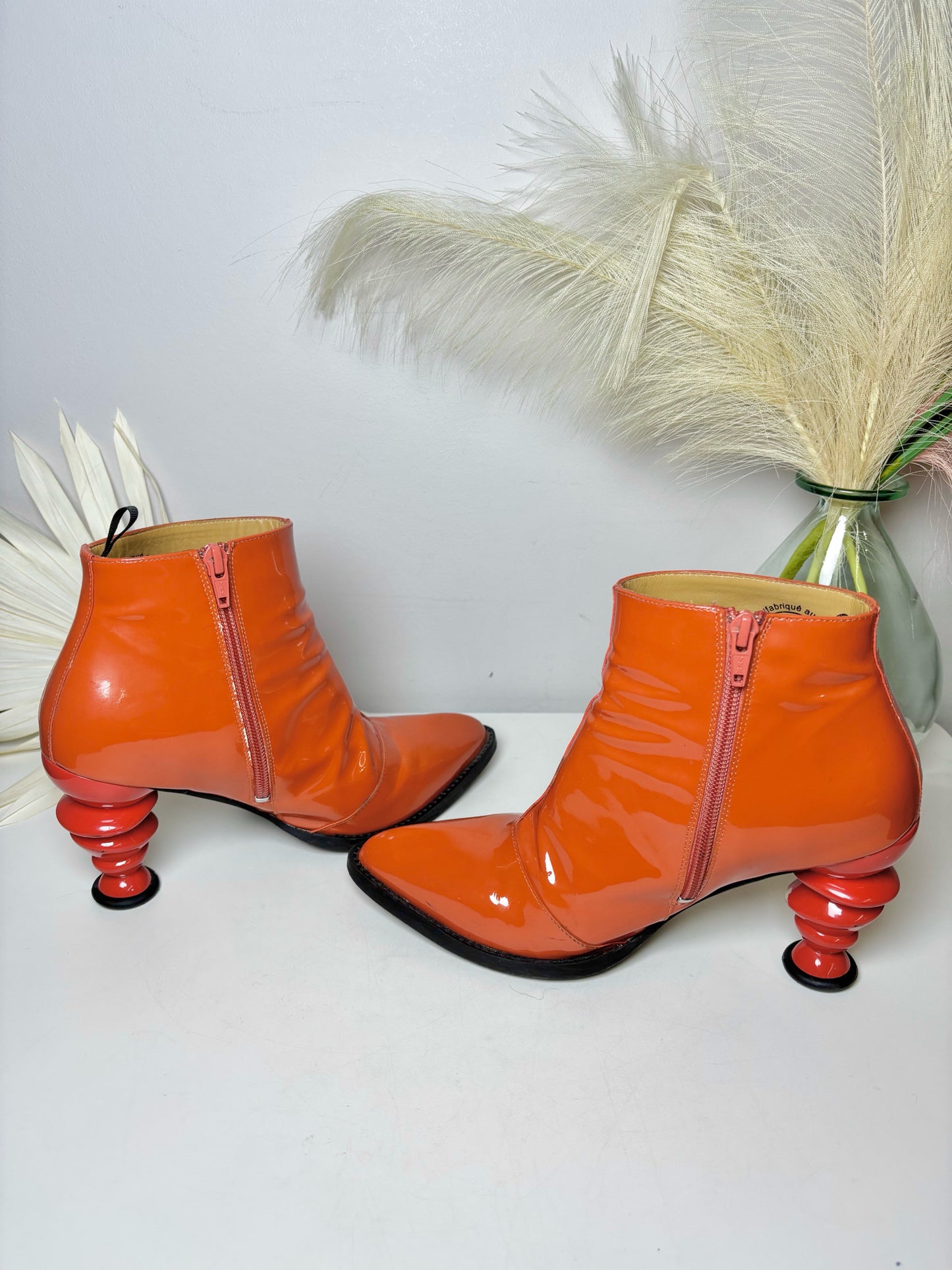 W Shoe Size 8.5 John Fluevog Orange Leather Patent Boots