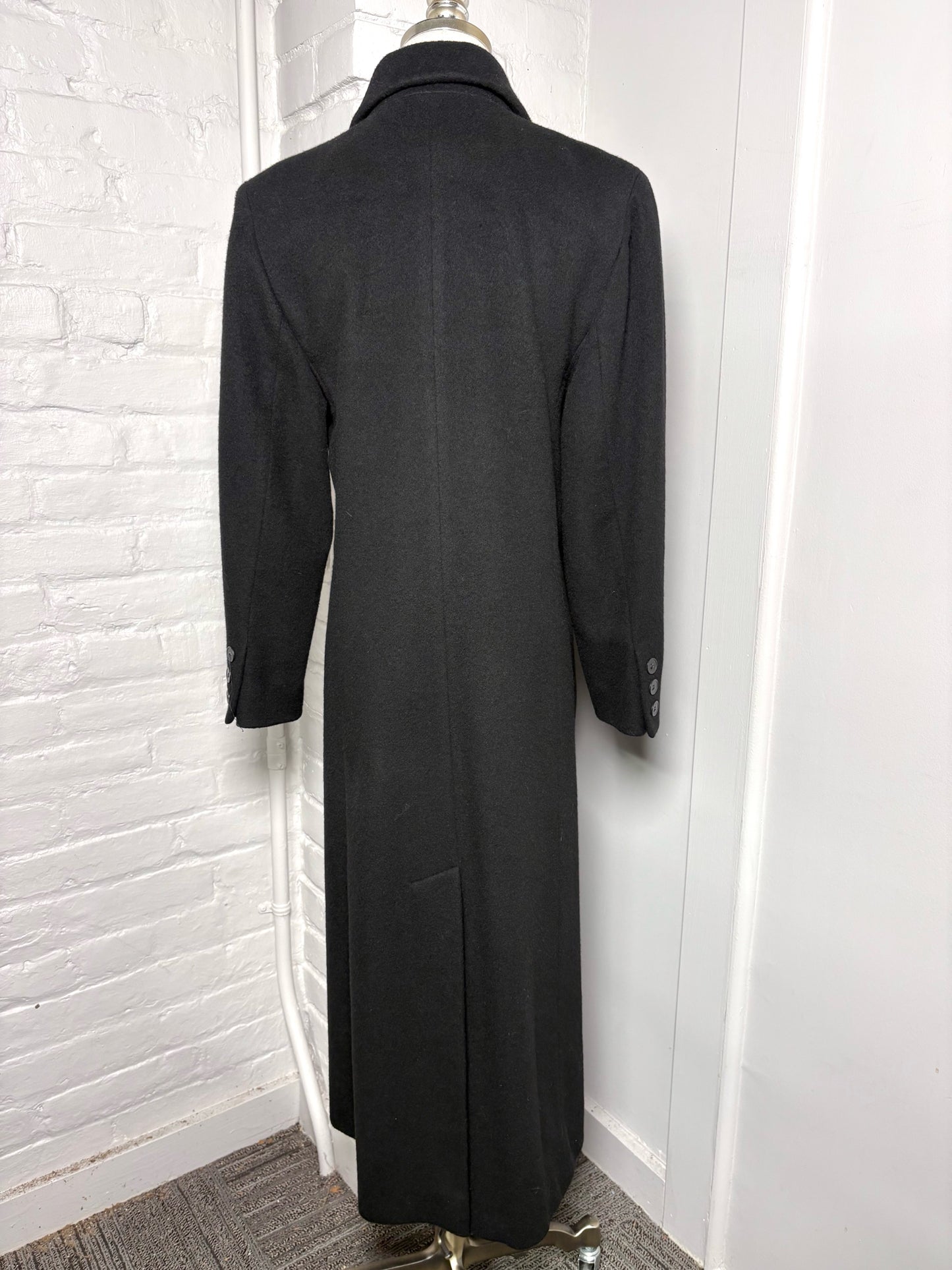 Women Size 6P Albert Nipon Black Solid Cashmere, Wool Coat
