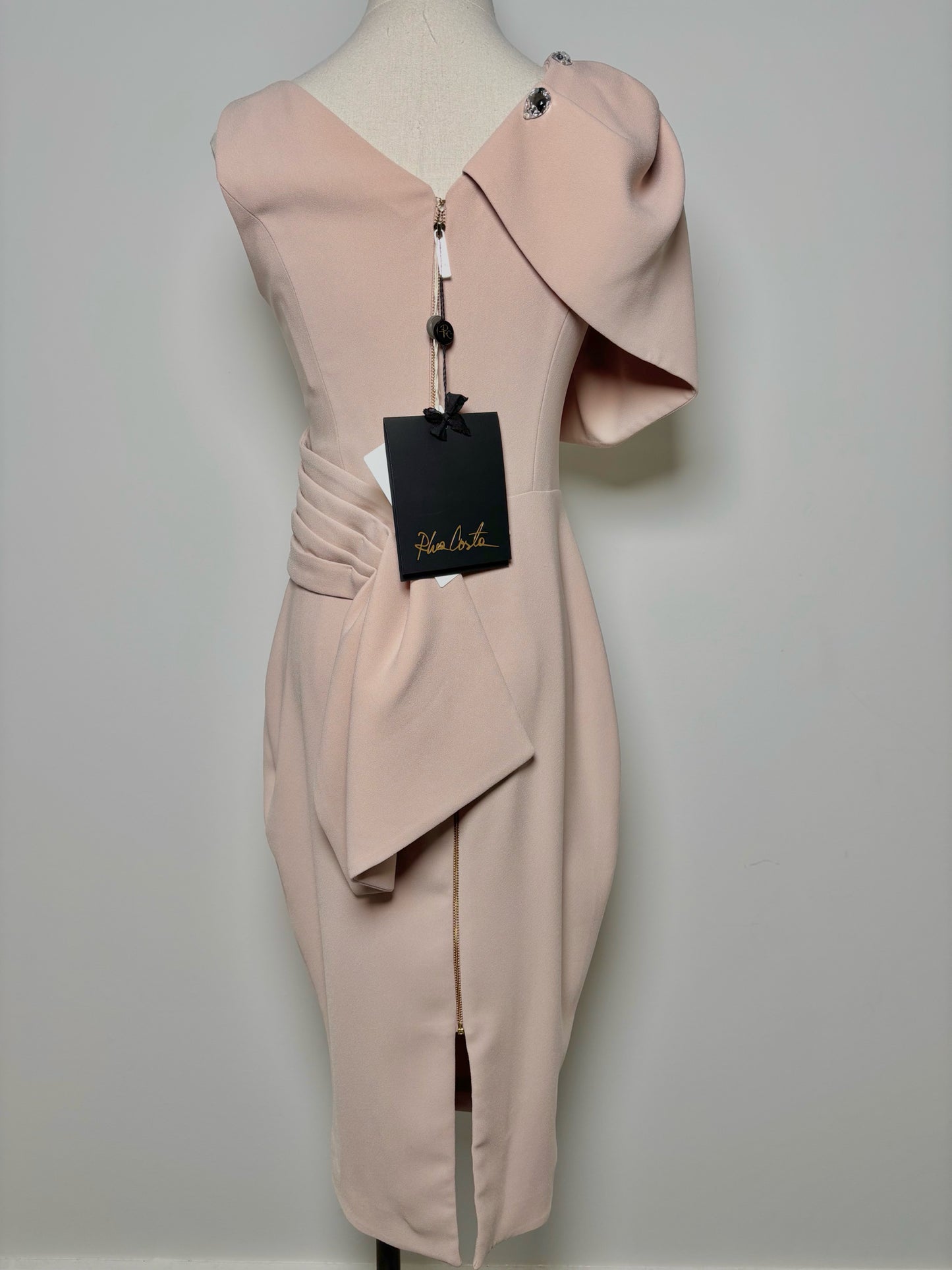 Women Size 4 Rhea Costa Dusty Pink Sheath NWT One Shoulder Dress