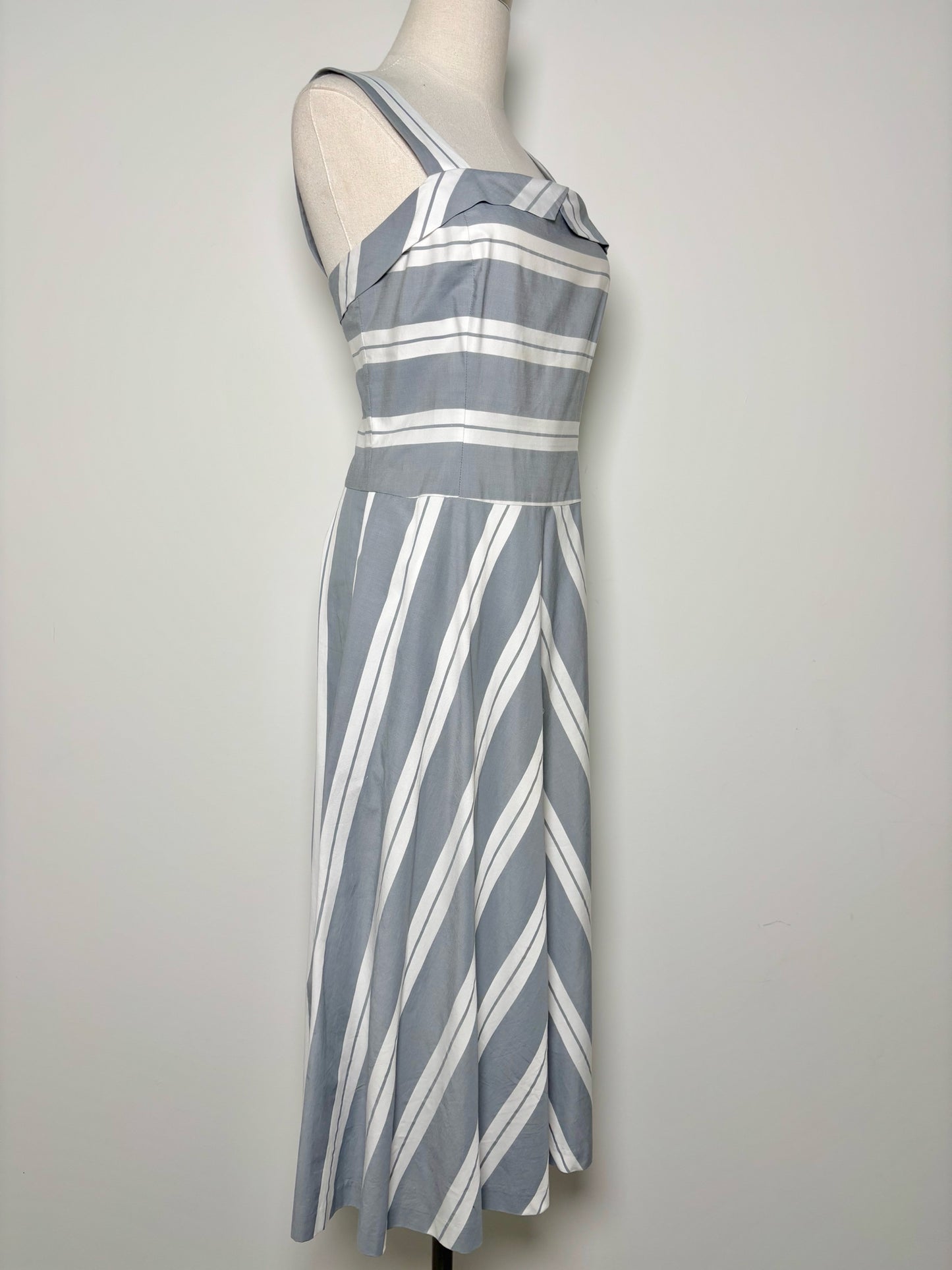 Women Size 6 J. Peterman Gray, White Stripe Cotton Dress
