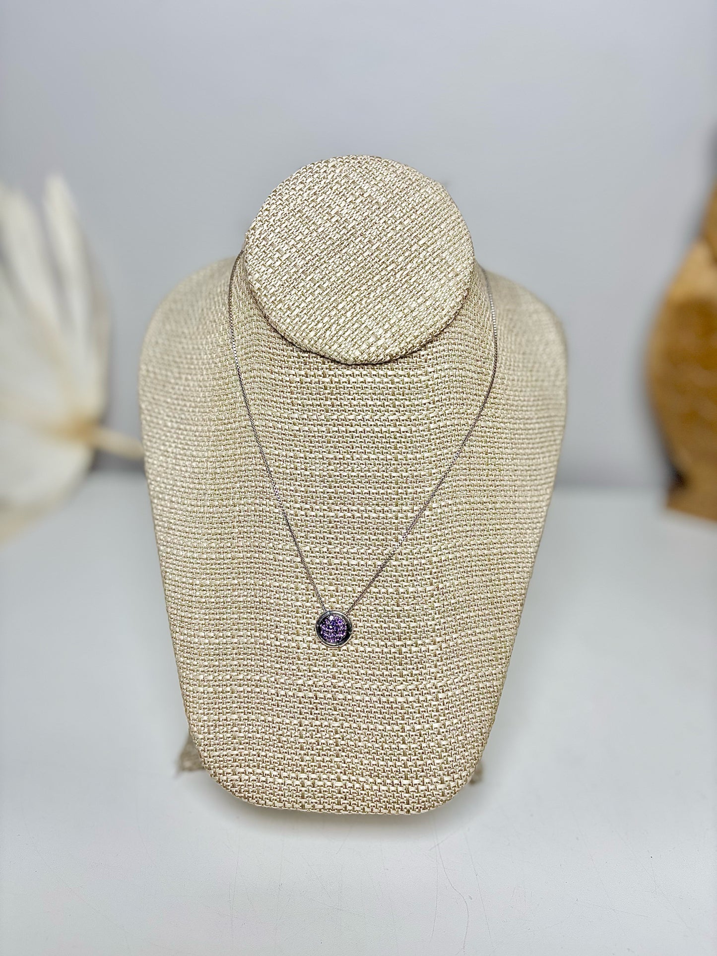 John Hardy Pave Amethyst Stones Sterling Silver Pendant 18" Necklace